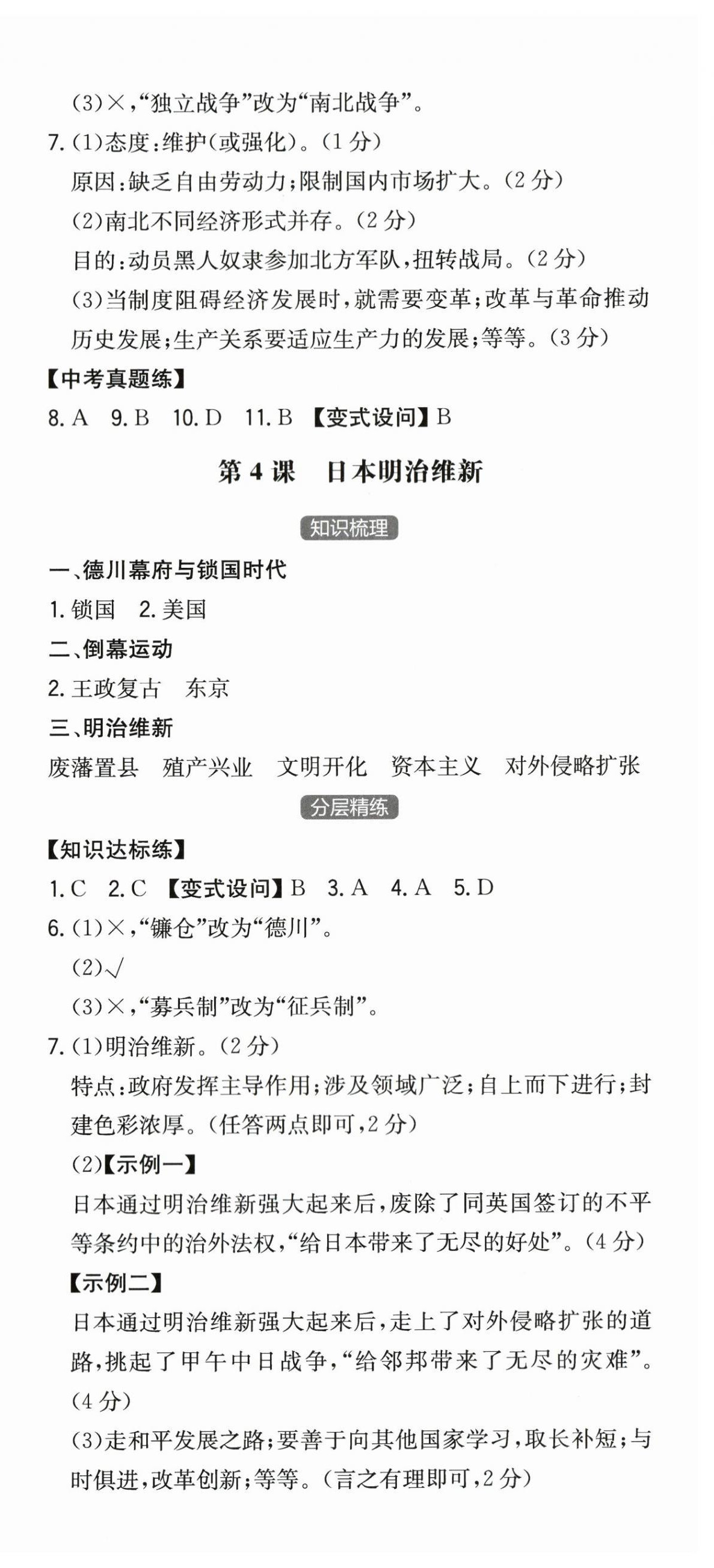 2024年一本同步訓(xùn)練九年級初中歷史下冊人教版 第3頁