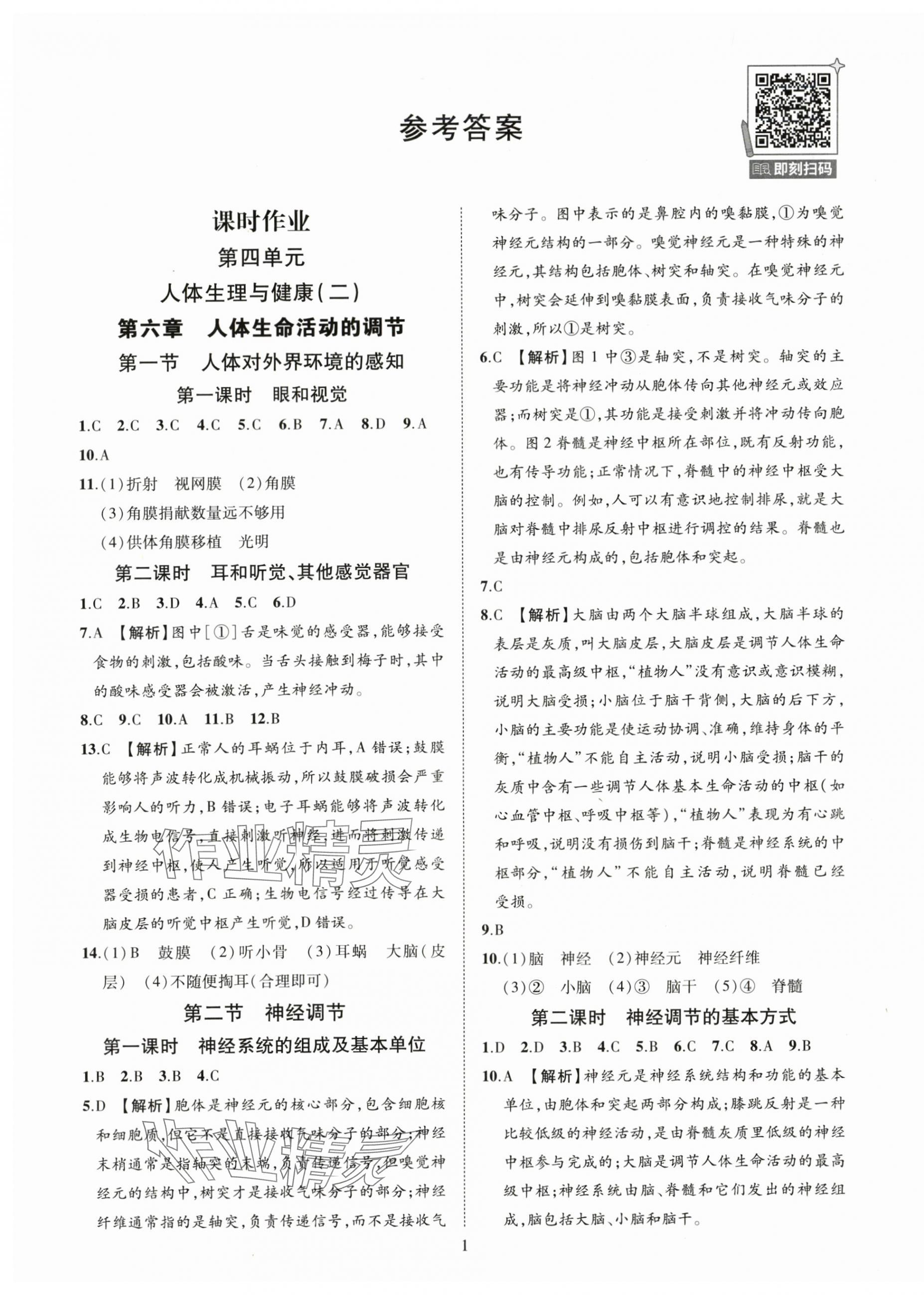 2025年一课一练创新练习八年级生物上册人教版 第1页