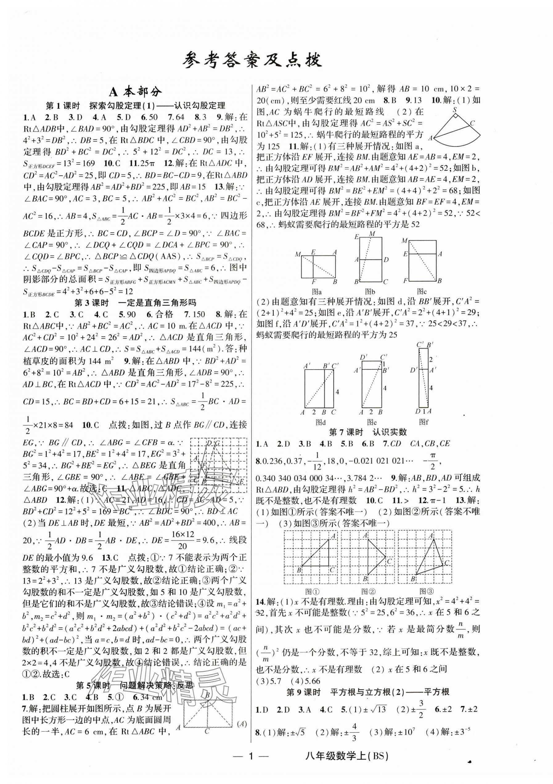 2025年原創新課堂八年級數學上冊北師大版深圳專版 第1頁