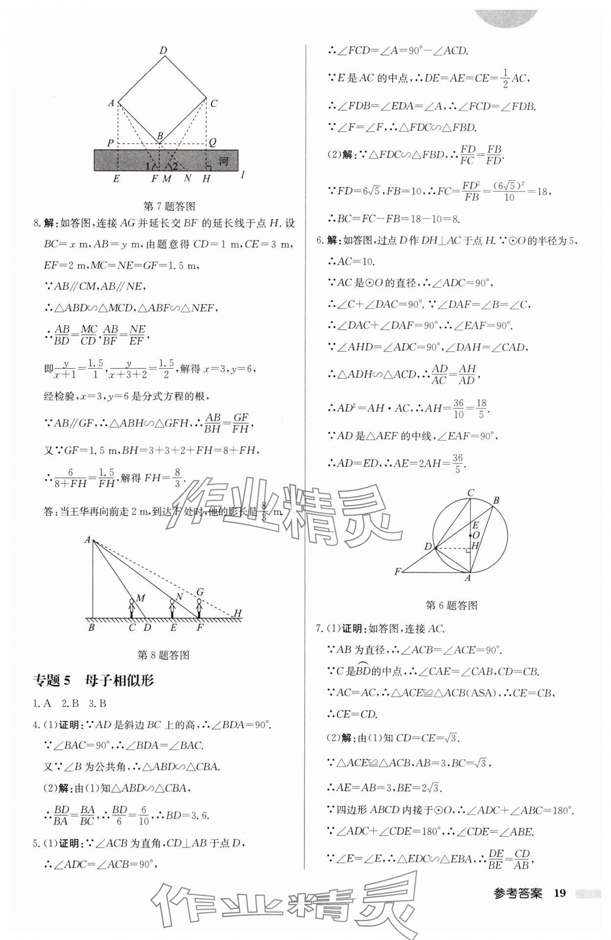 2025年启东中学作业本九年级数学下册苏科版盐城专版 参考答案第19页