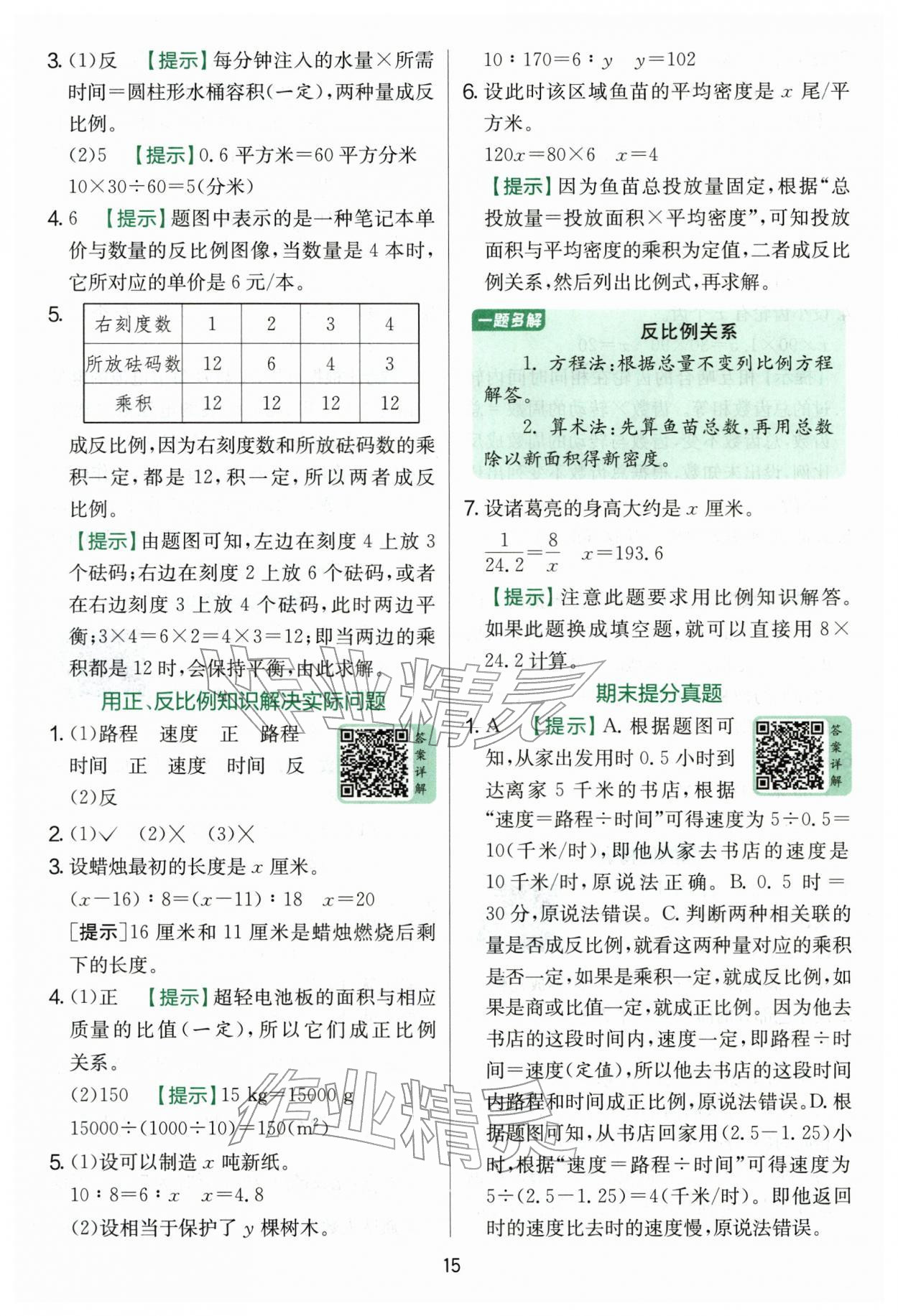 2026年实验班提优训练六年级数学下册青岛版&nbsp;第15页