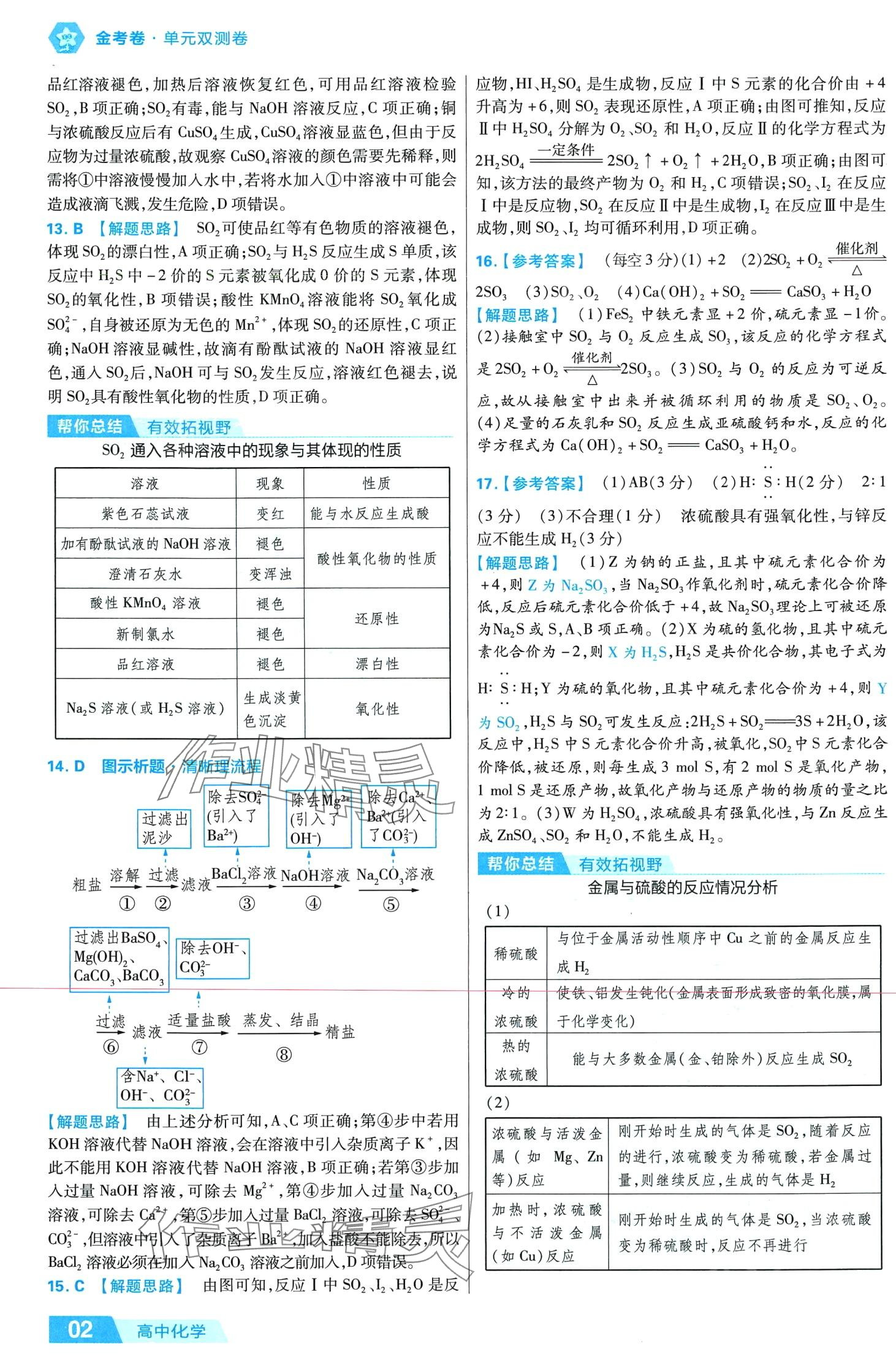 2024年金考卷活頁題選高中化學必修第二冊人教版 第2頁