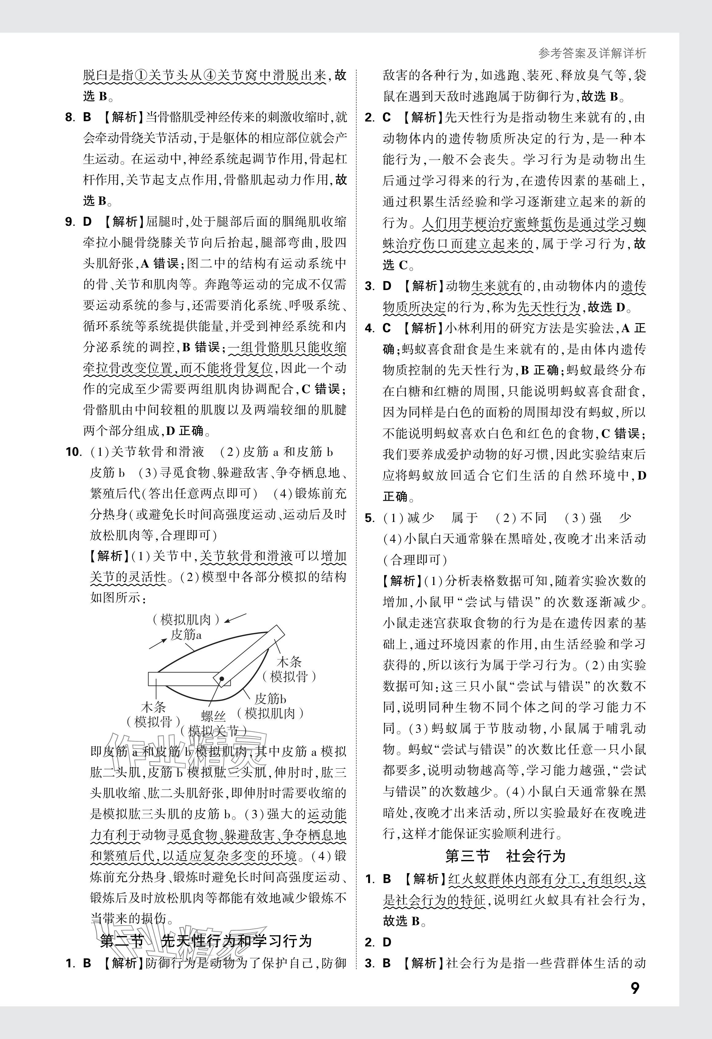 2024年万唯中考情境题八年级生物全一册人教版&nbsp;参考答案第9页