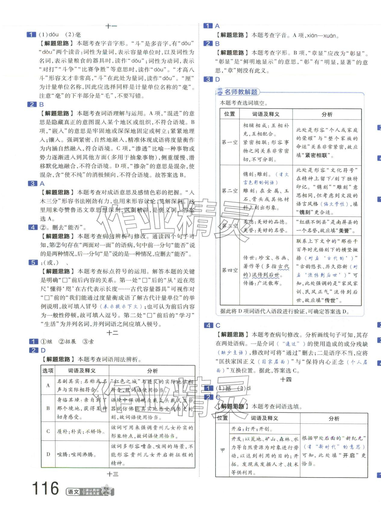 2026年金考卷中考真题分类训练九年级语文 第11页