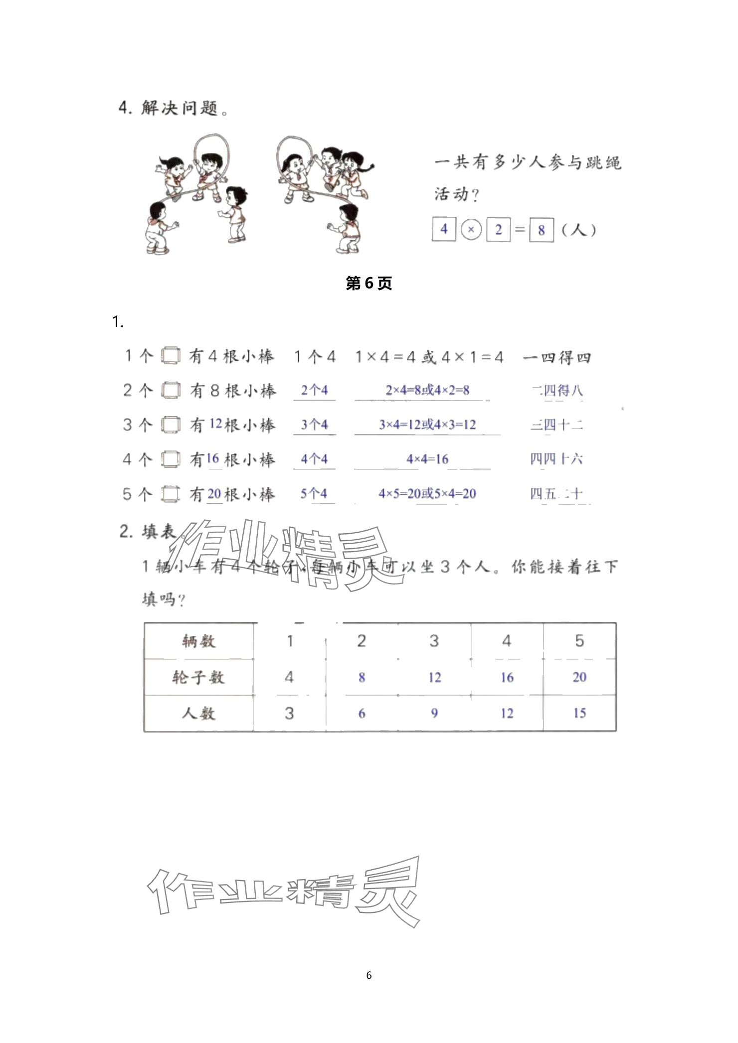 2024年口算題卡升級練二年級上冊青島版54制 參考答案第6頁