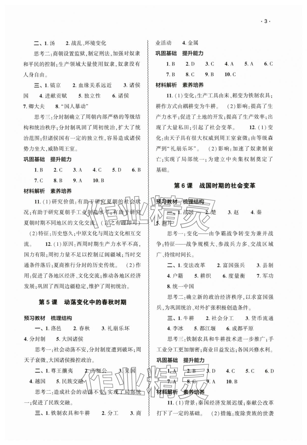 2024年基礎(chǔ)訓(xùn)練大象出版社七年級歷史上冊人教版 第3頁