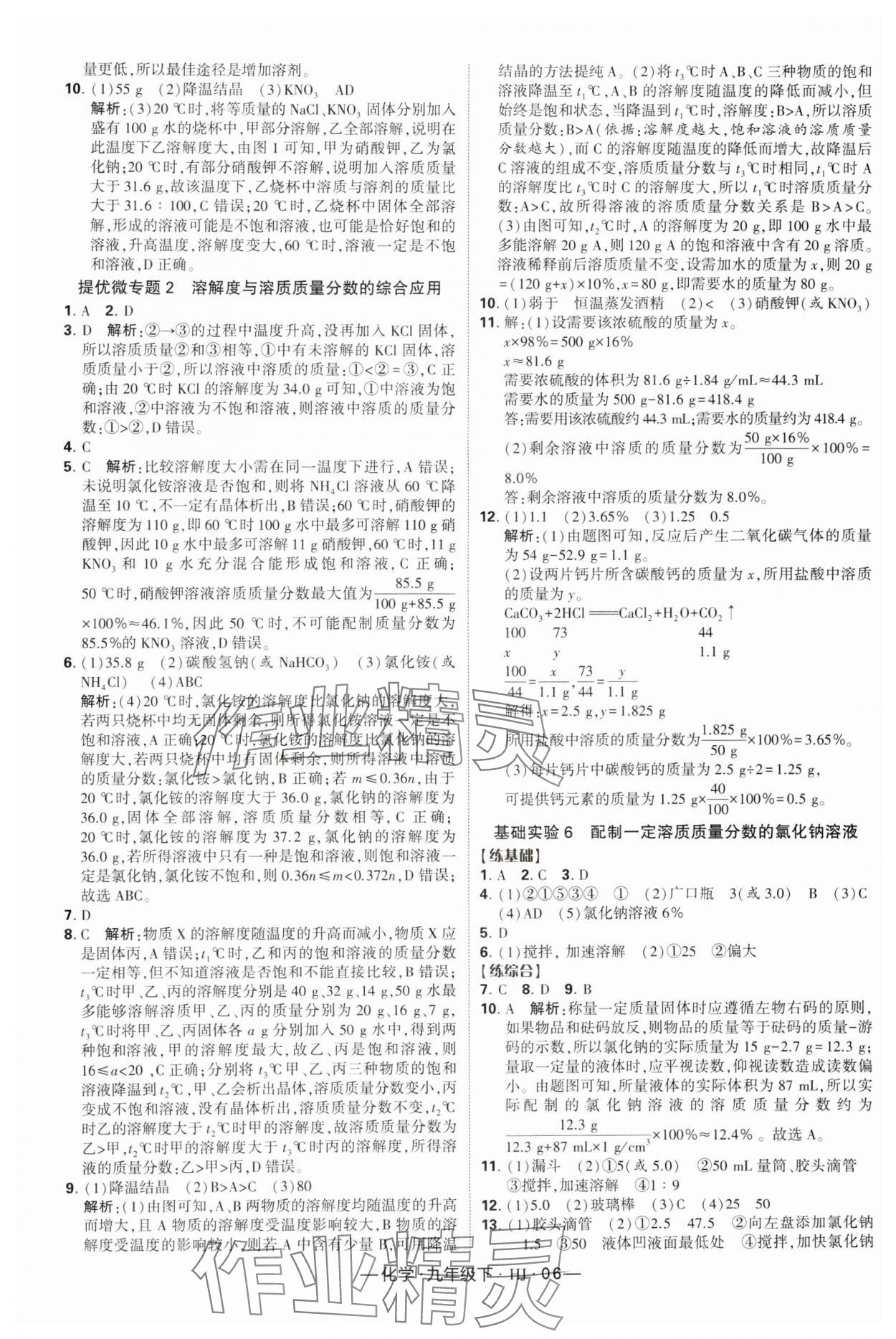 2025年經(jīng)綸學(xué)典課時作業(yè)九年級化學(xué)下冊滬教版 參考答案第6頁