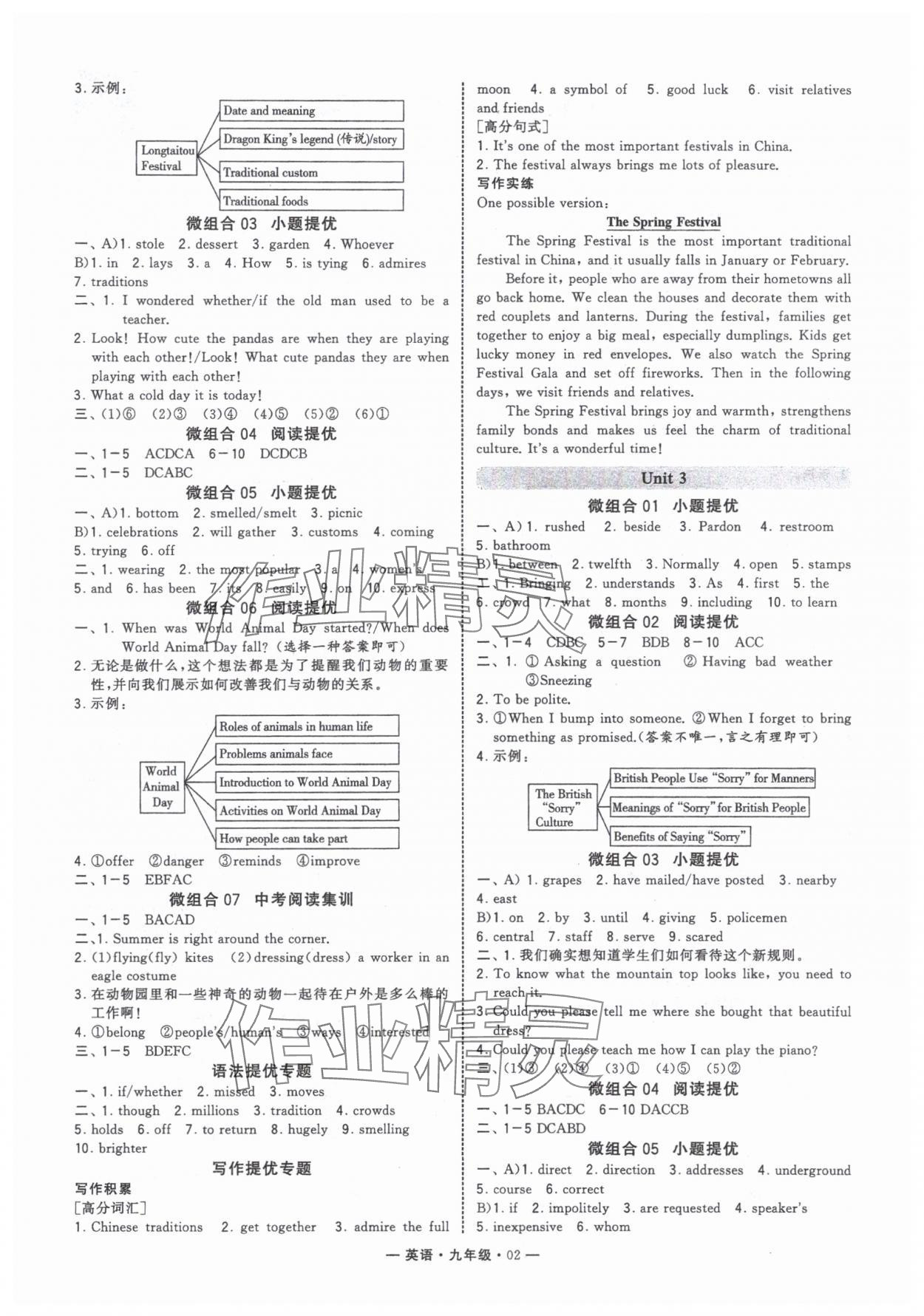 2025年學霸組合訓練九年級英語全一冊人教版青島專版 參考答案第2頁