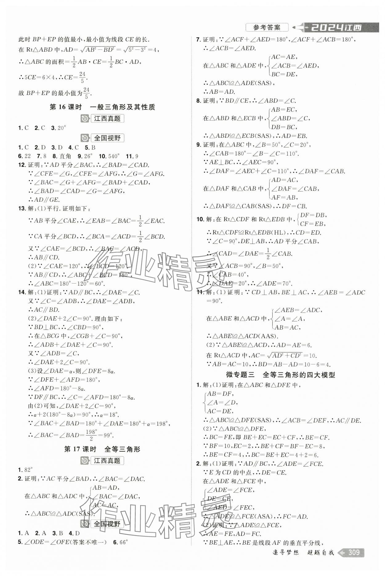 2024年追擊中考數(shù)學(xué)江西專版 參考答案第13頁(yè)