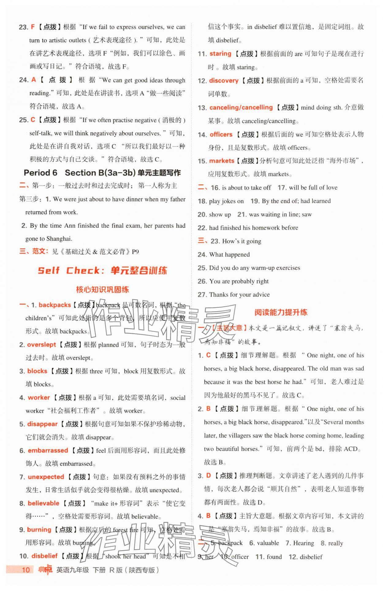 2025年综合应用创新题典中点九年级英语下册人教版陕西专版 参考答案第10页