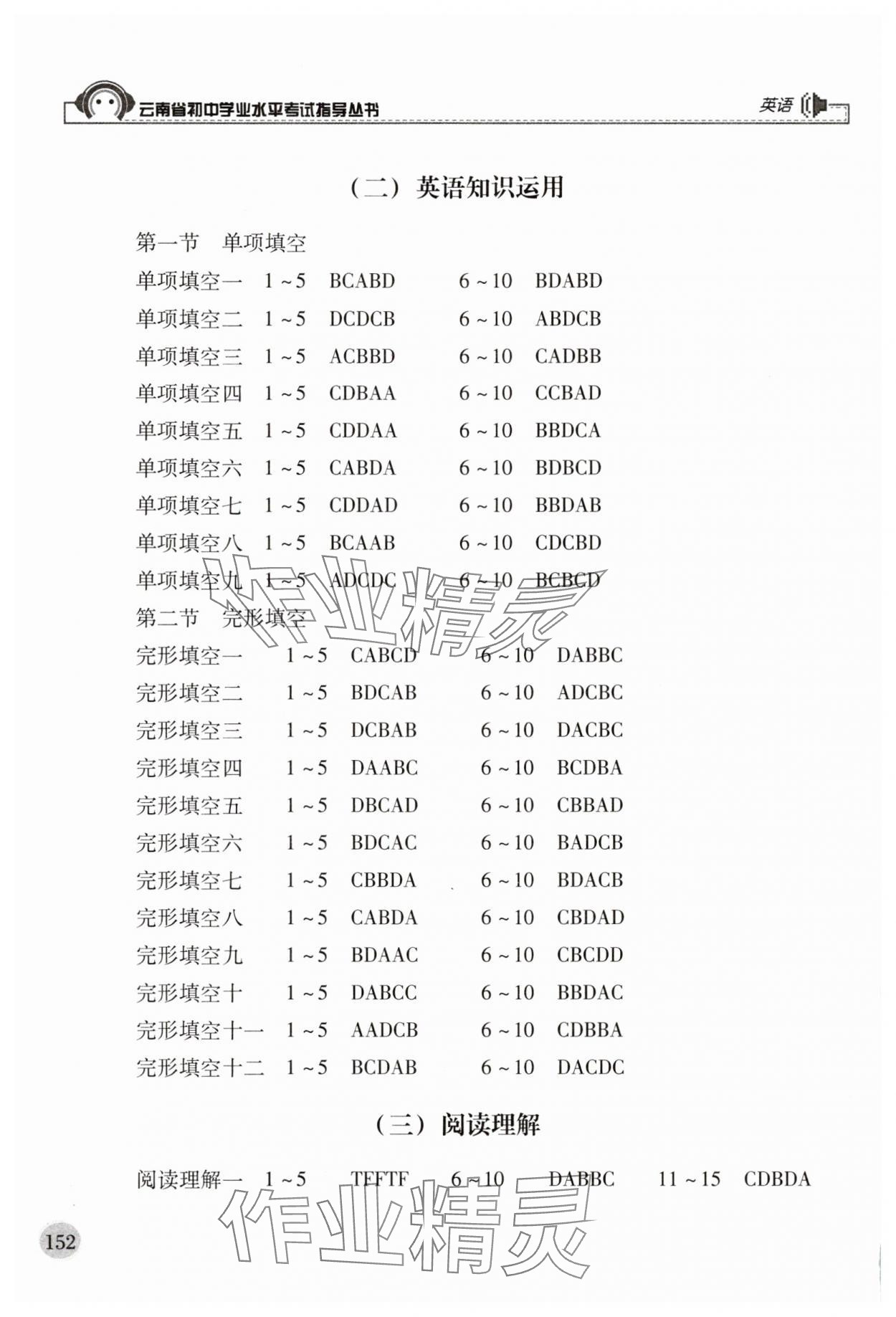 2025年云南省初中學業水平考試指導叢書英語 參考答案第4頁