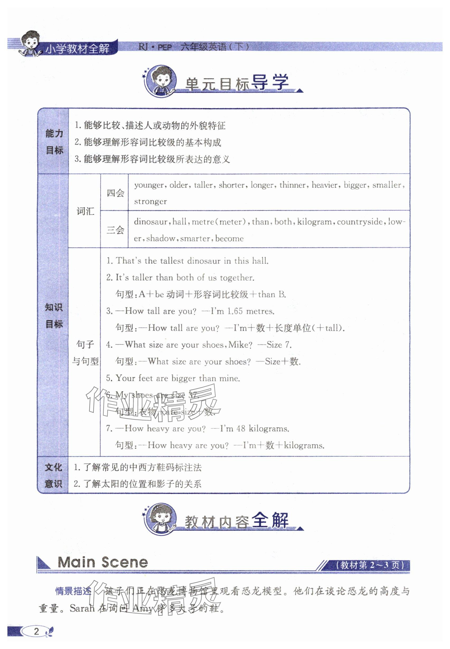 2024年教材課本六年級英語下冊人教版 參考答案第2頁