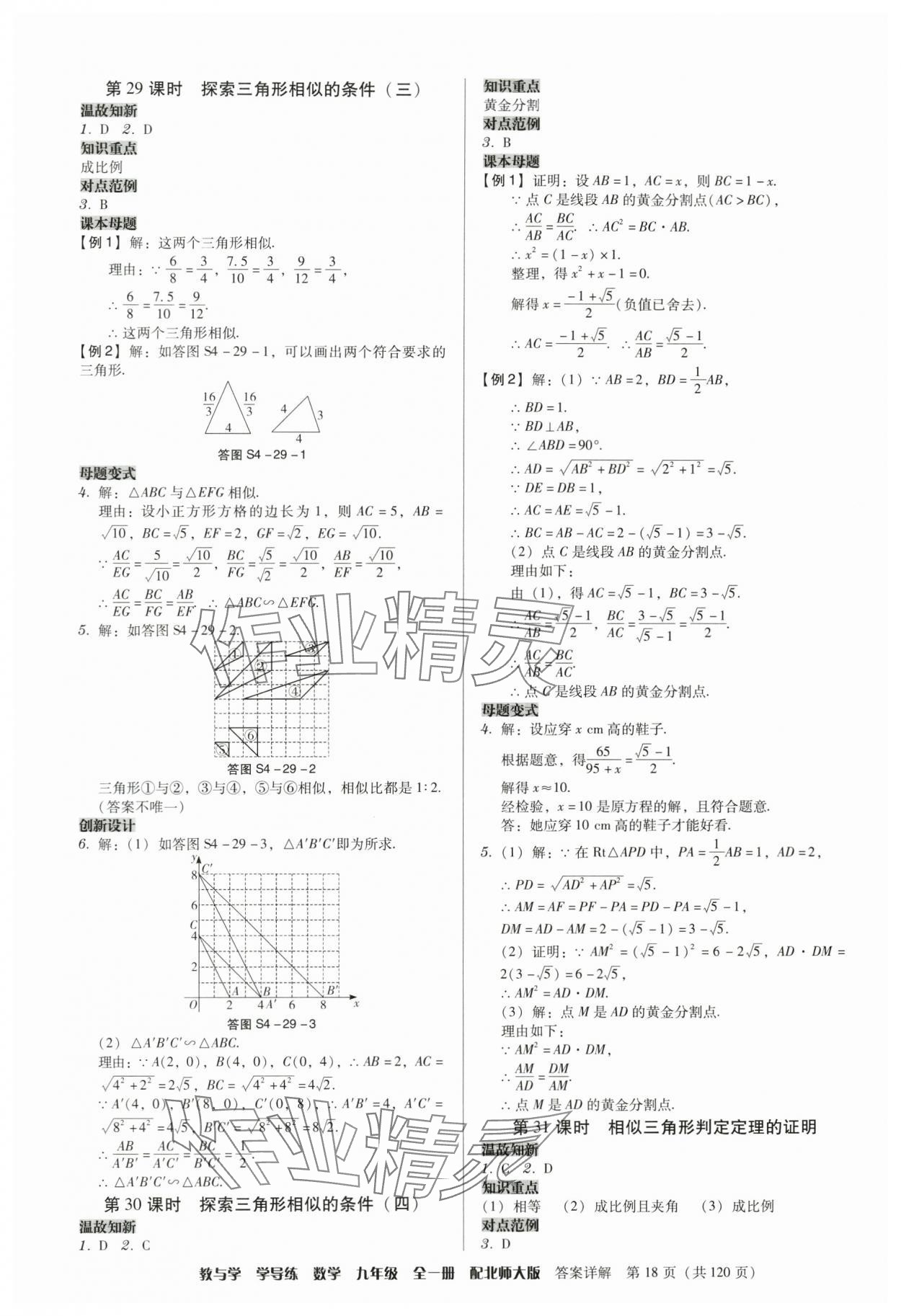 2024年教與學學導練九年級數學全一冊北師大版 參考答案第18頁