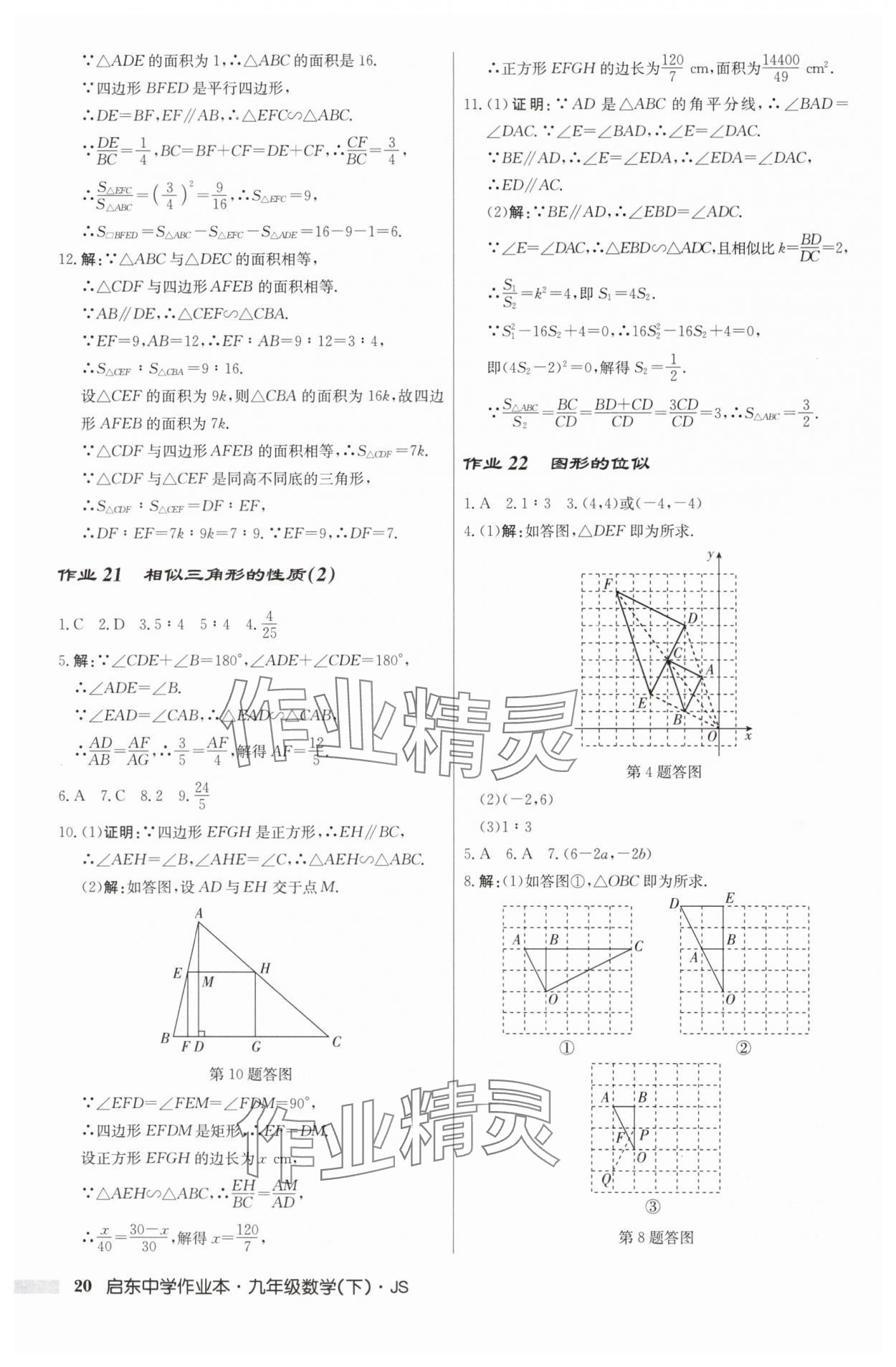 2025年启东中学作业本九年级数学下册苏科版 第20页