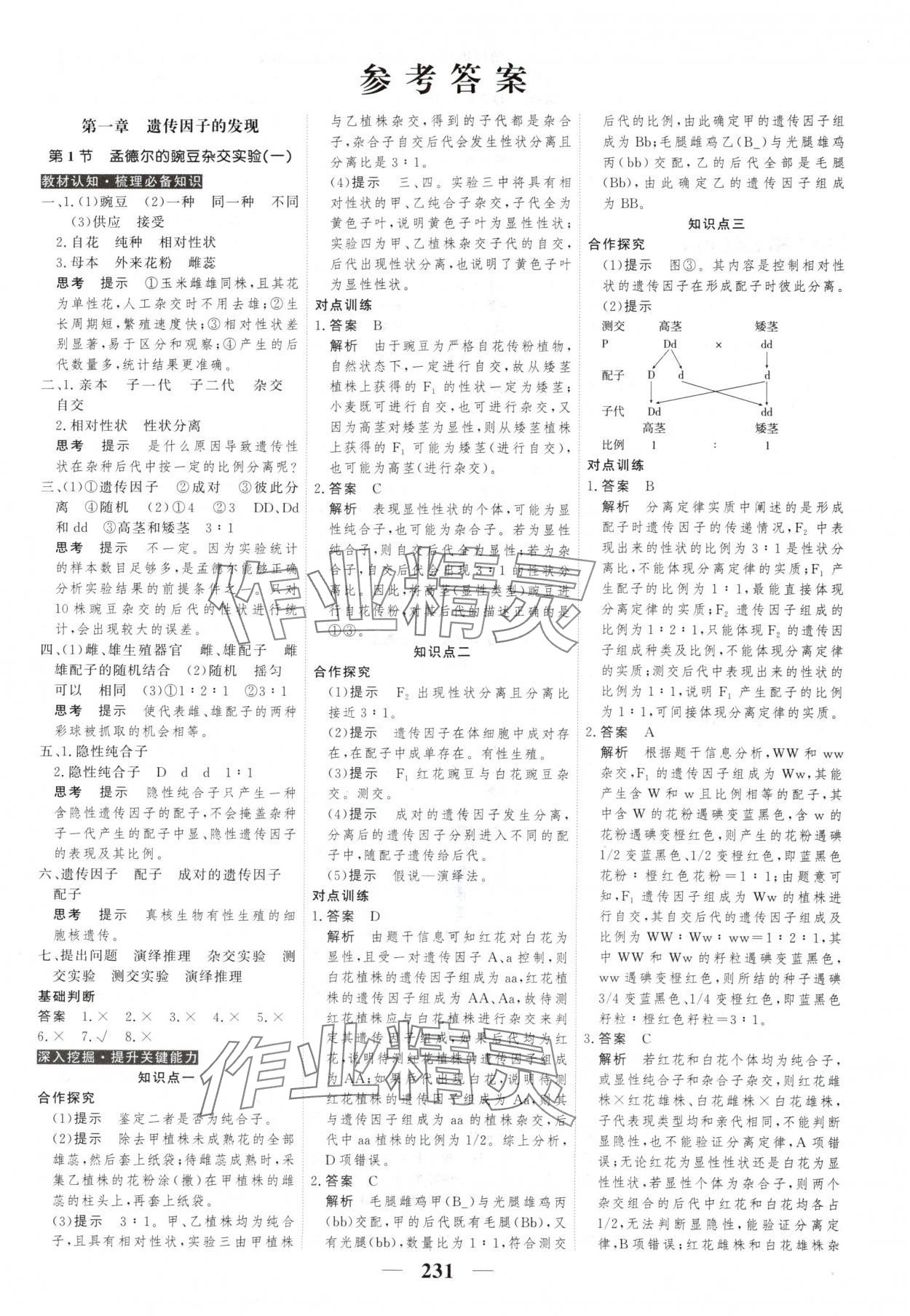 2025年新教材同步學案高考調研生物必修2人教版 第1頁