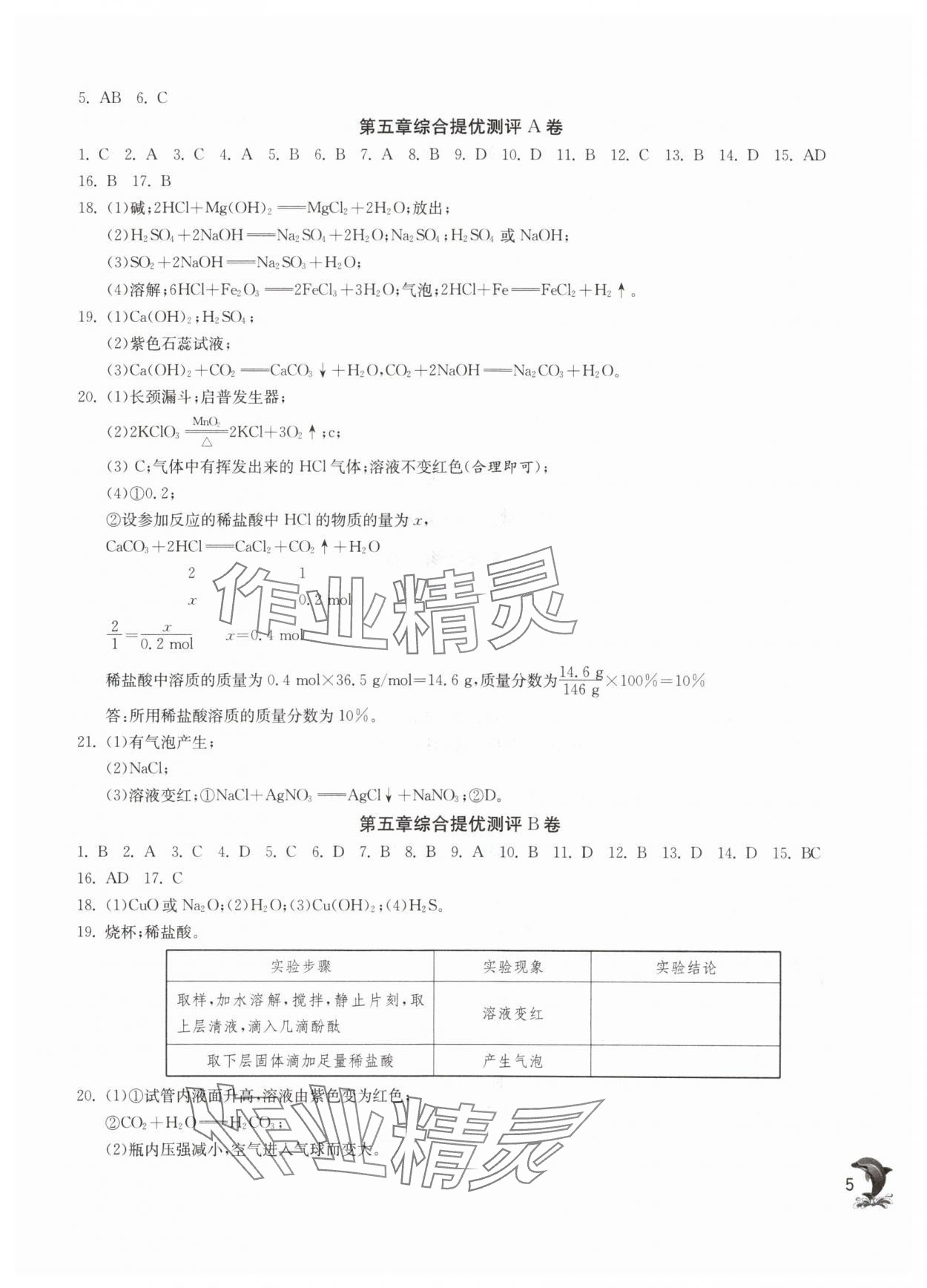 2024年实验班提优训练九年级化学下册沪教版上海专版54制 第5页