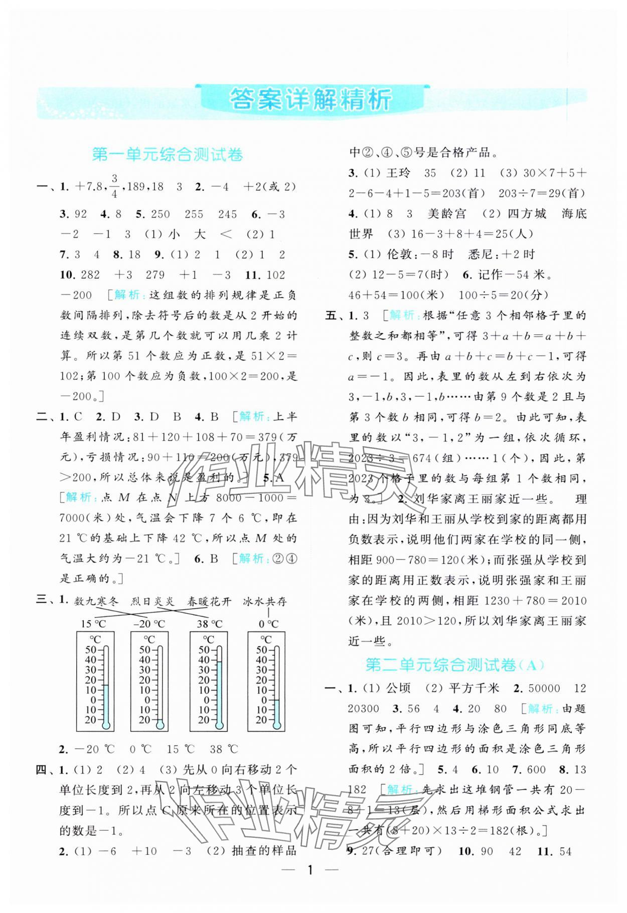 2023年亮點給力全優(yōu)卷霸五年級數(shù)學上冊蘇教版 參考答案第1頁