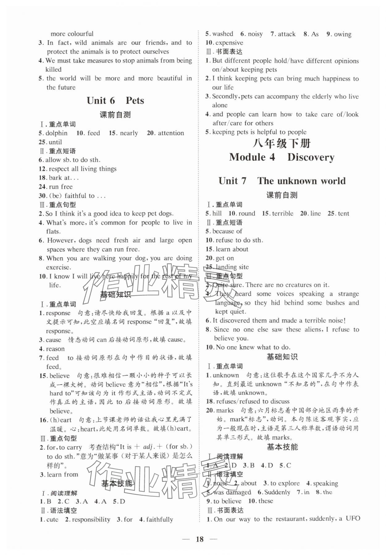 2025年名師金典英語深圳專版 參考答案第18頁