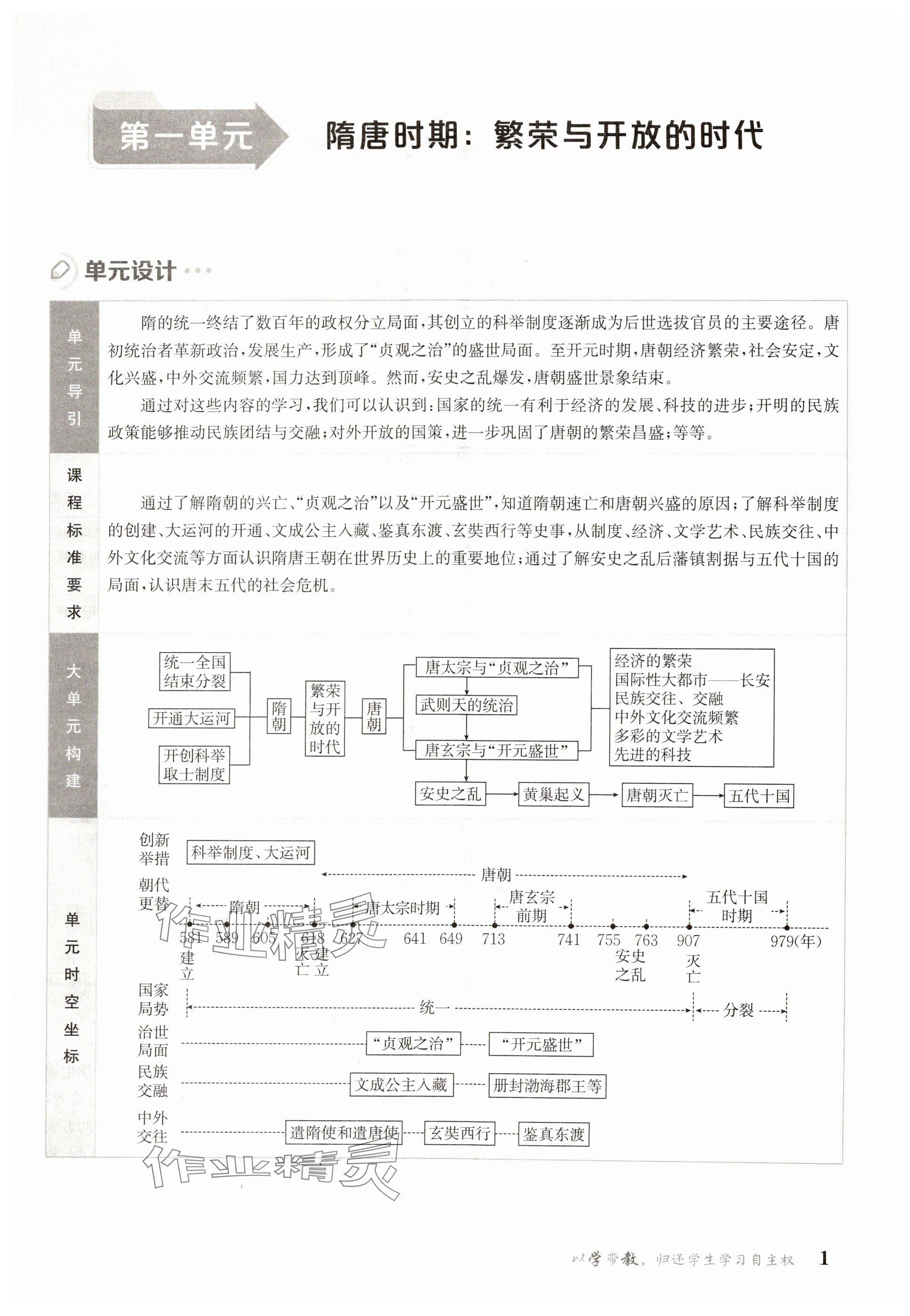 2025年金太陽導學案七年級歷史下冊人教版 參考答案第1頁