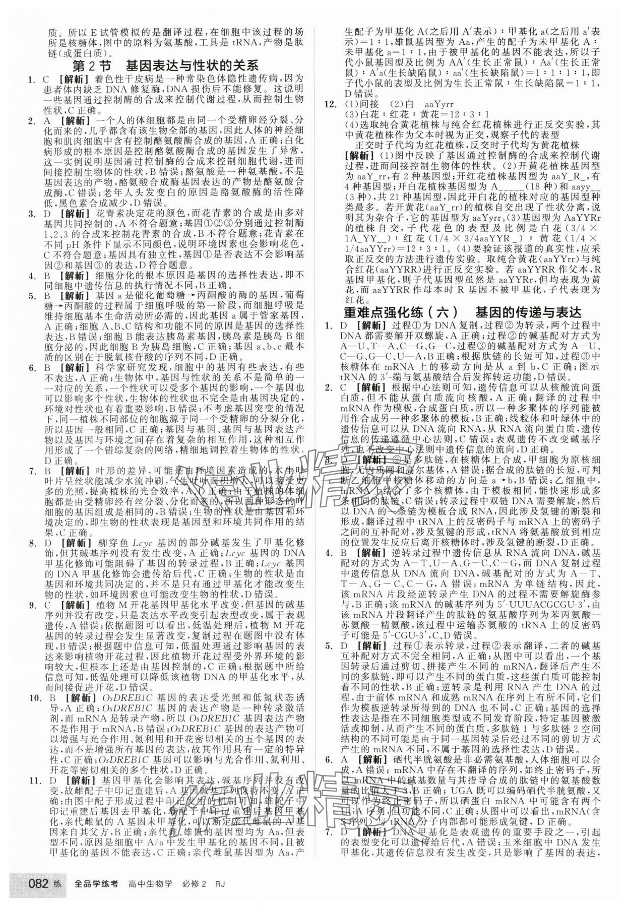 2025年全品学练考高中生物必修2人教版 第16页