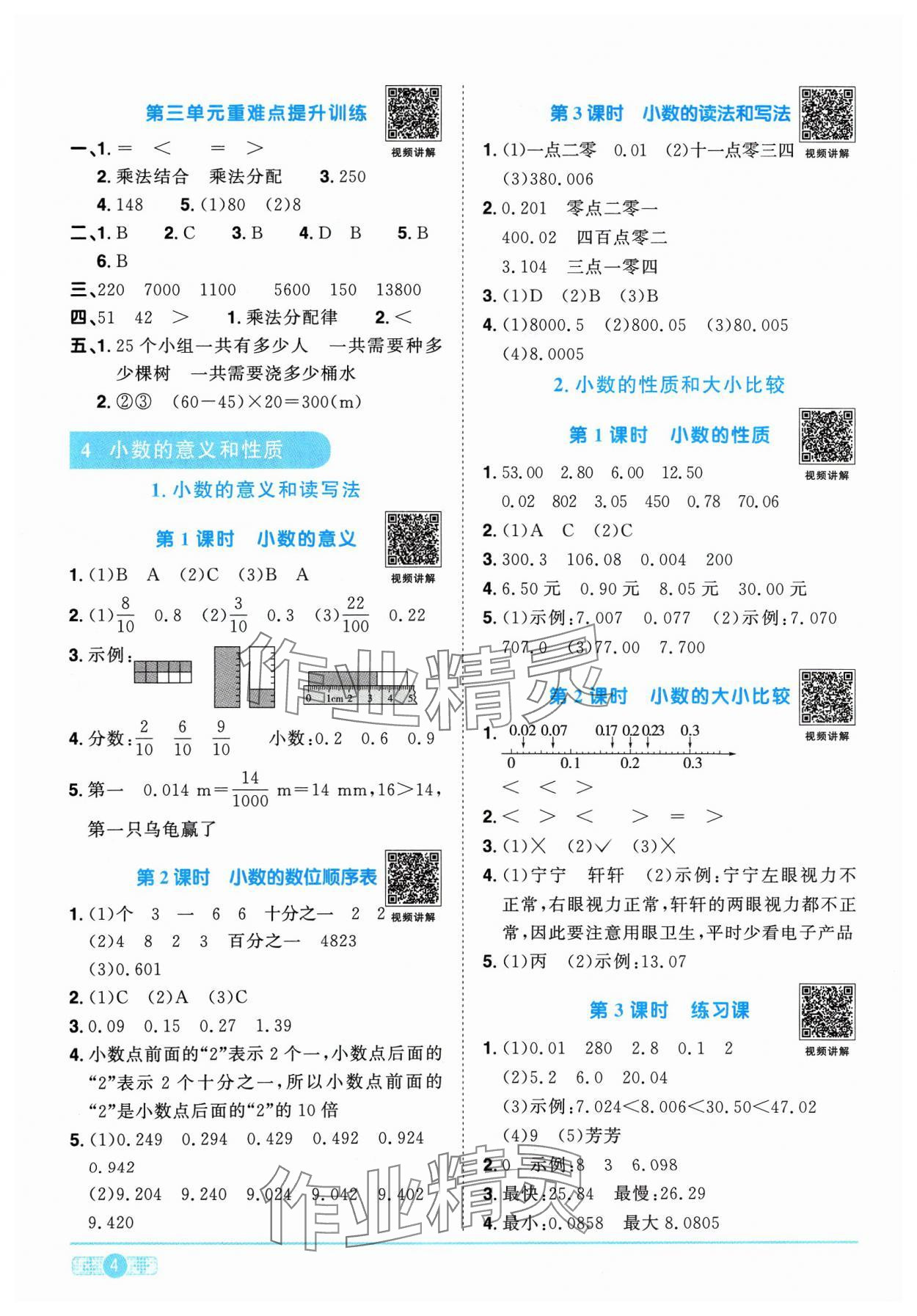 2024年陽(yáng)光同學(xué)課時(shí)優(yōu)化作業(yè)四年級(jí)數(shù)學(xué)下冊(cè)人教版 參考答案第4頁(yè)