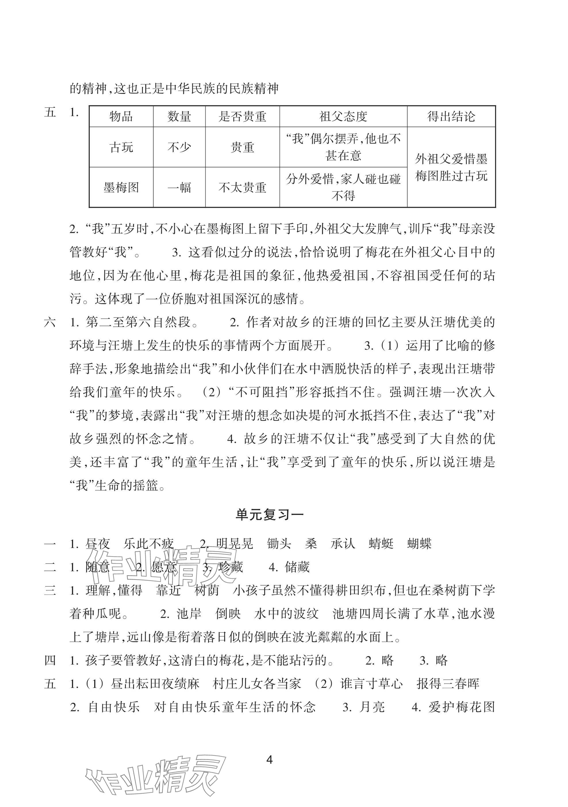 2025年預學與導學五年級語文下冊人教版 參考答案第4頁