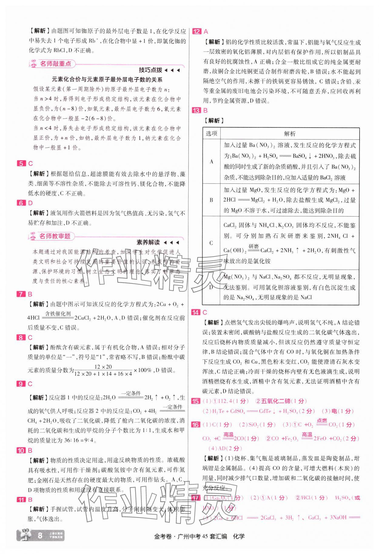 2025年金考卷中考45套匯編化學廣州專版 第8頁