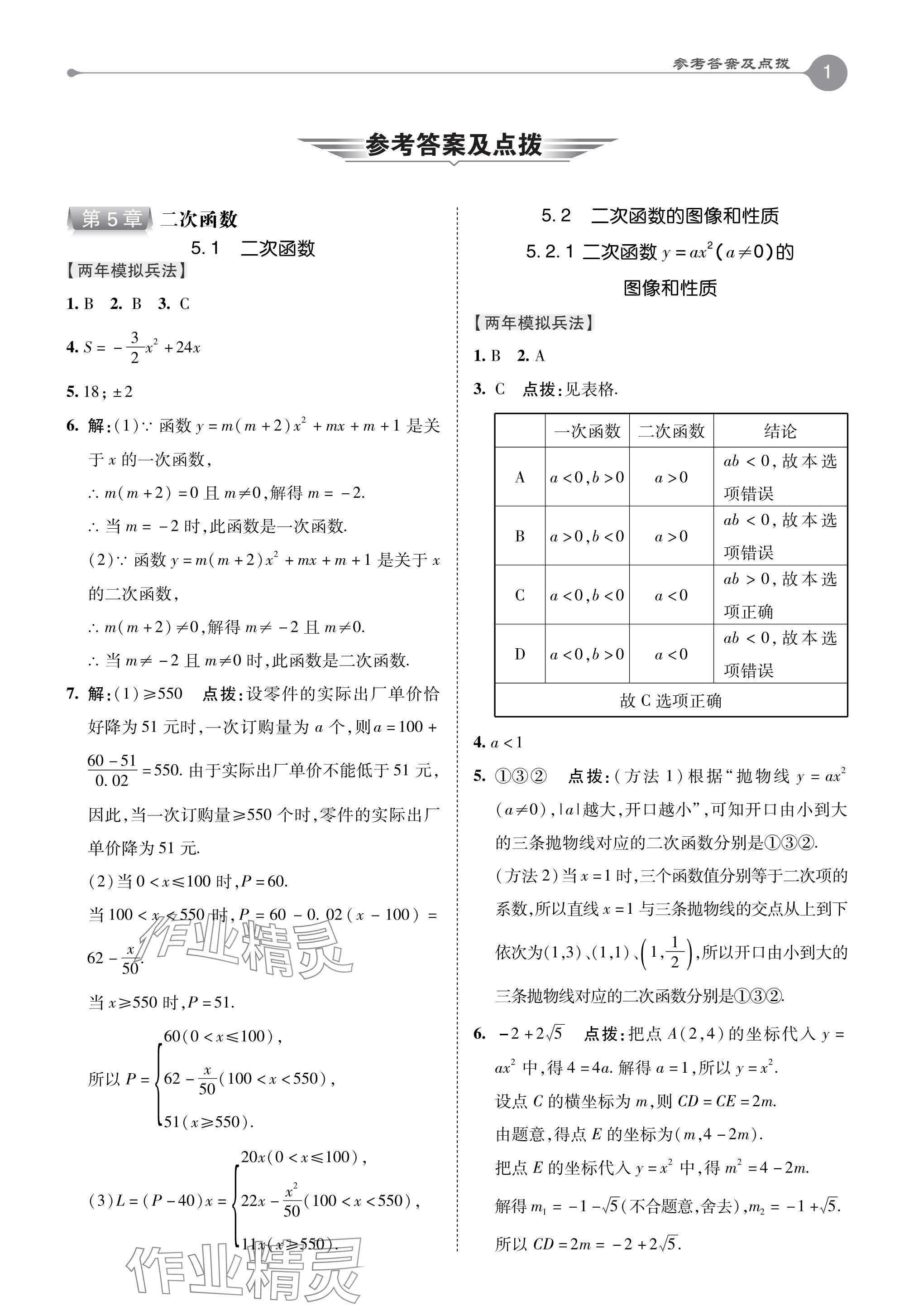 2024年特高級(jí)教師點(diǎn)撥九年級(jí)數(shù)學(xué)下冊(cè)蘇科版 參考答案第1頁