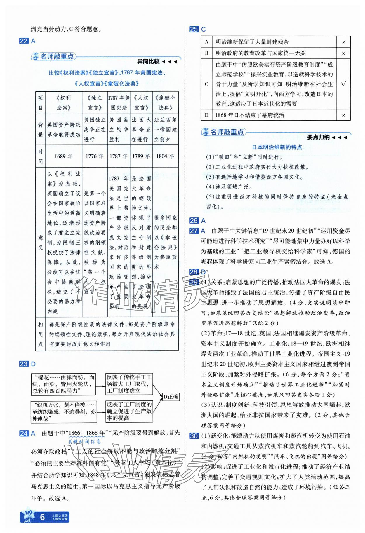 2025年金考卷45套匯編歷史人教版武漢專版 參考答案第6頁