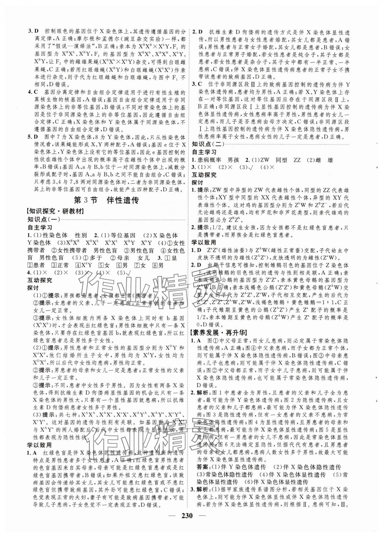 2024年三維設(shè)計生物必修2遺傳與進(jìn)化 參考答案第14頁