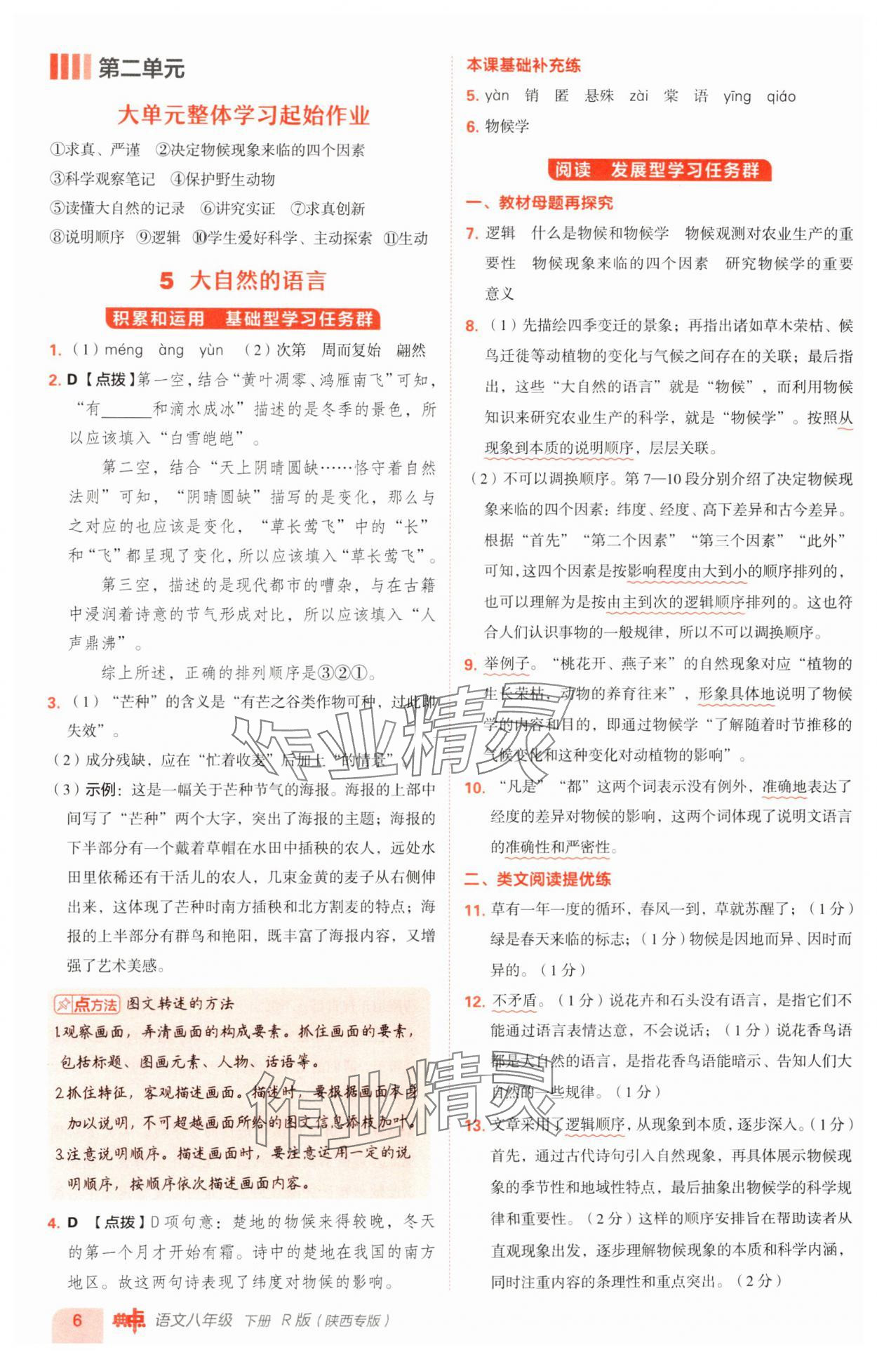 2025年综合应用创新题典中点八年级语文下册人教版陕西专版 参考答案第6页