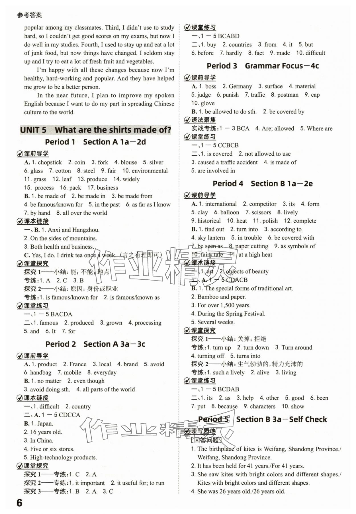 2025年全程突破九年級英語全一冊人教版 參考答案第6頁
