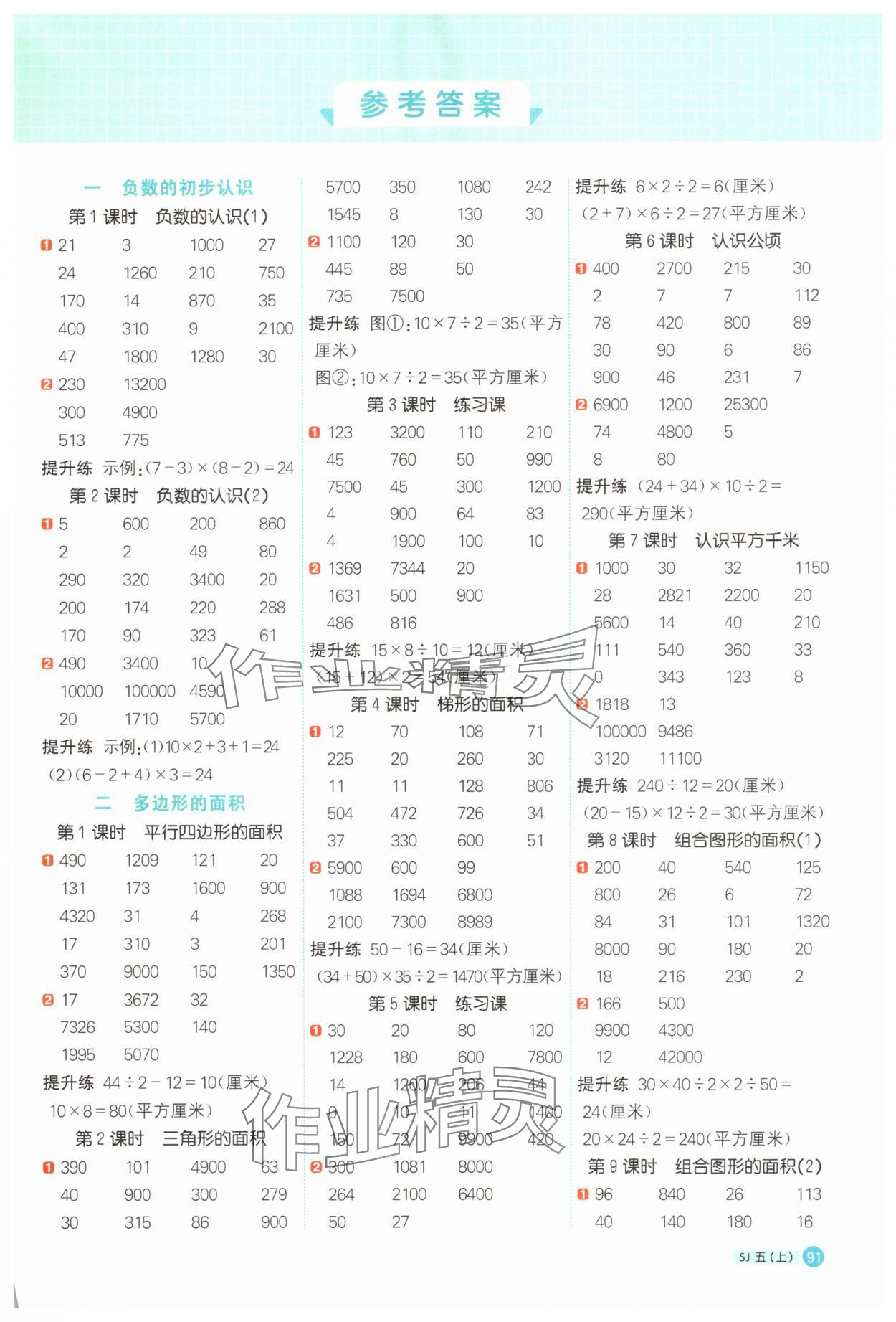 2025年陽光同學計算小達人五年級數學上冊蘇教版 第1頁