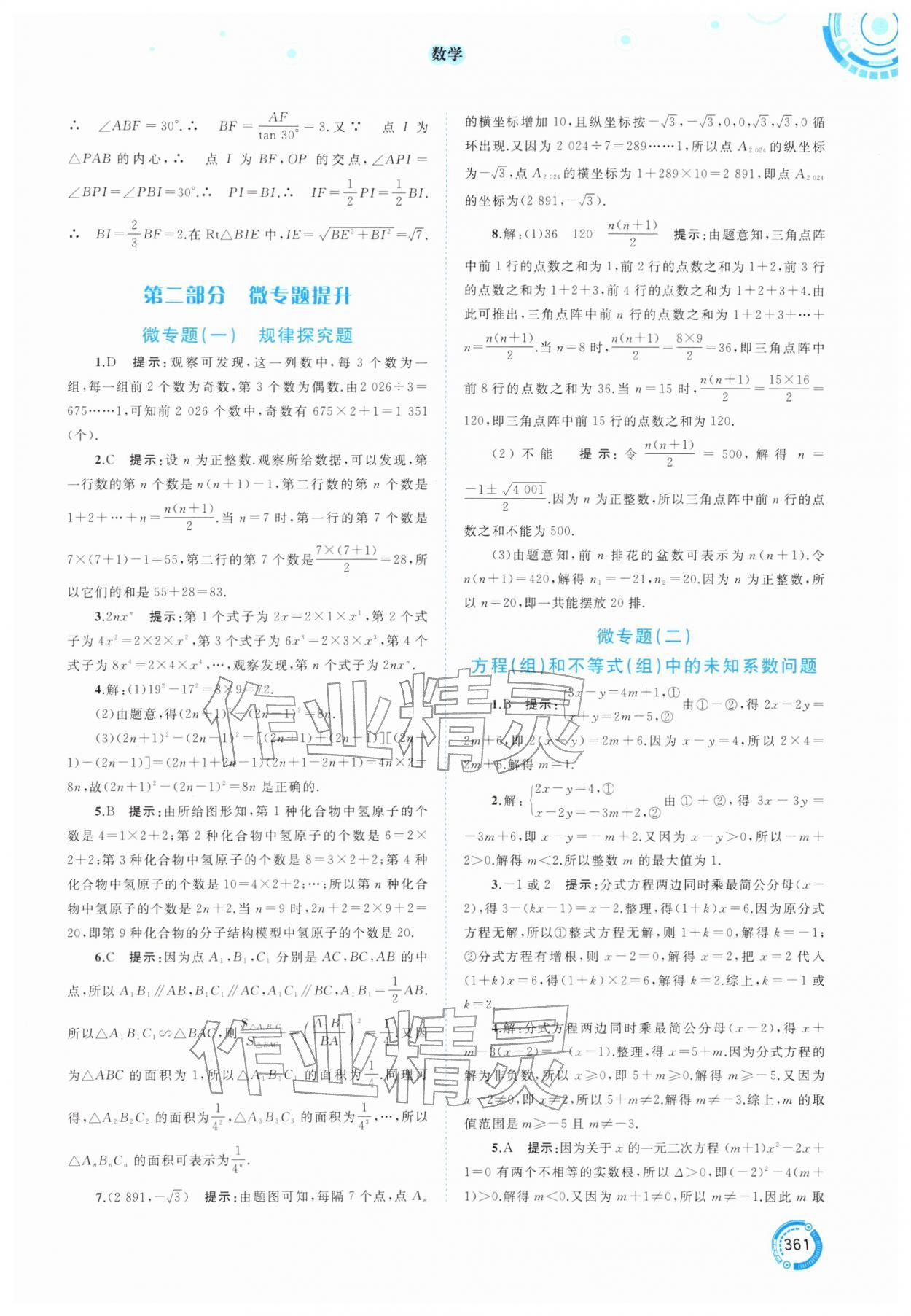 2026年中考先锋中考总复习数学中考人教版&nbsp;参考答案第20页