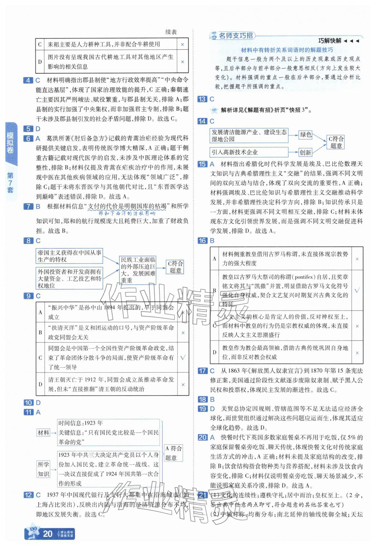 2026年金考卷45套汇编历史中考人教版河南专版&nbsp;参考答案第19页