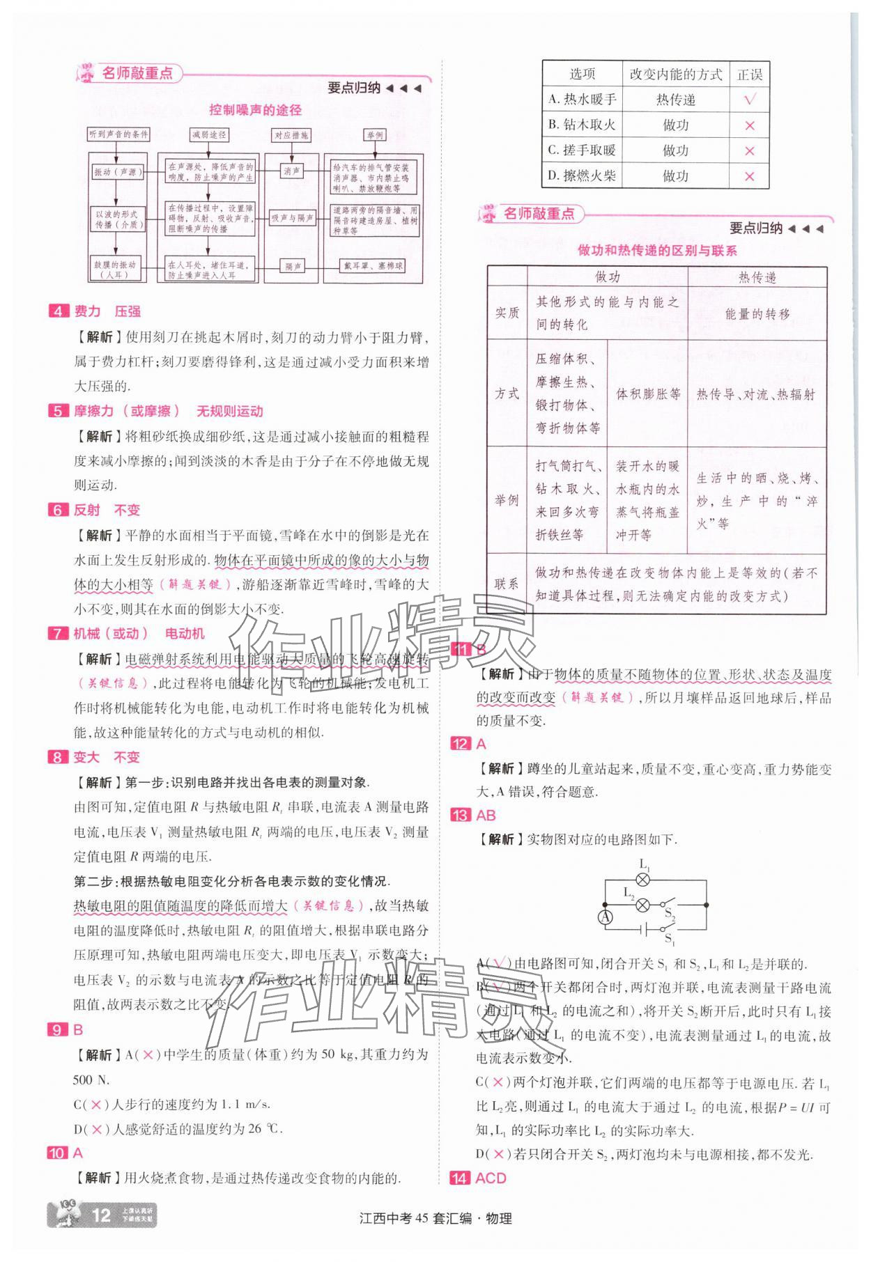 2025年金考卷45套匯編物理江西專版 參考答案第12頁