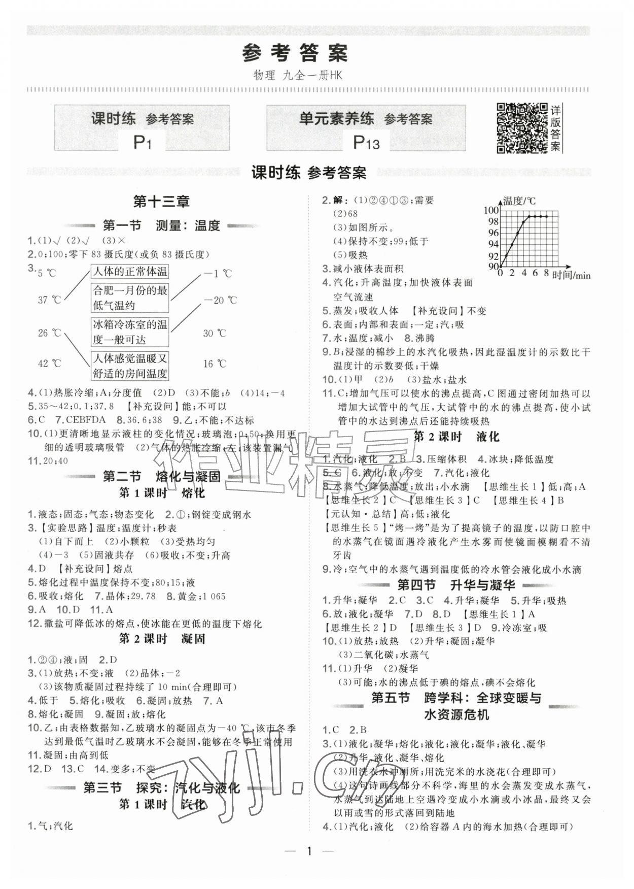 2026年点拨训练九年级物理全一册沪科版安徽专版&nbsp;第1页