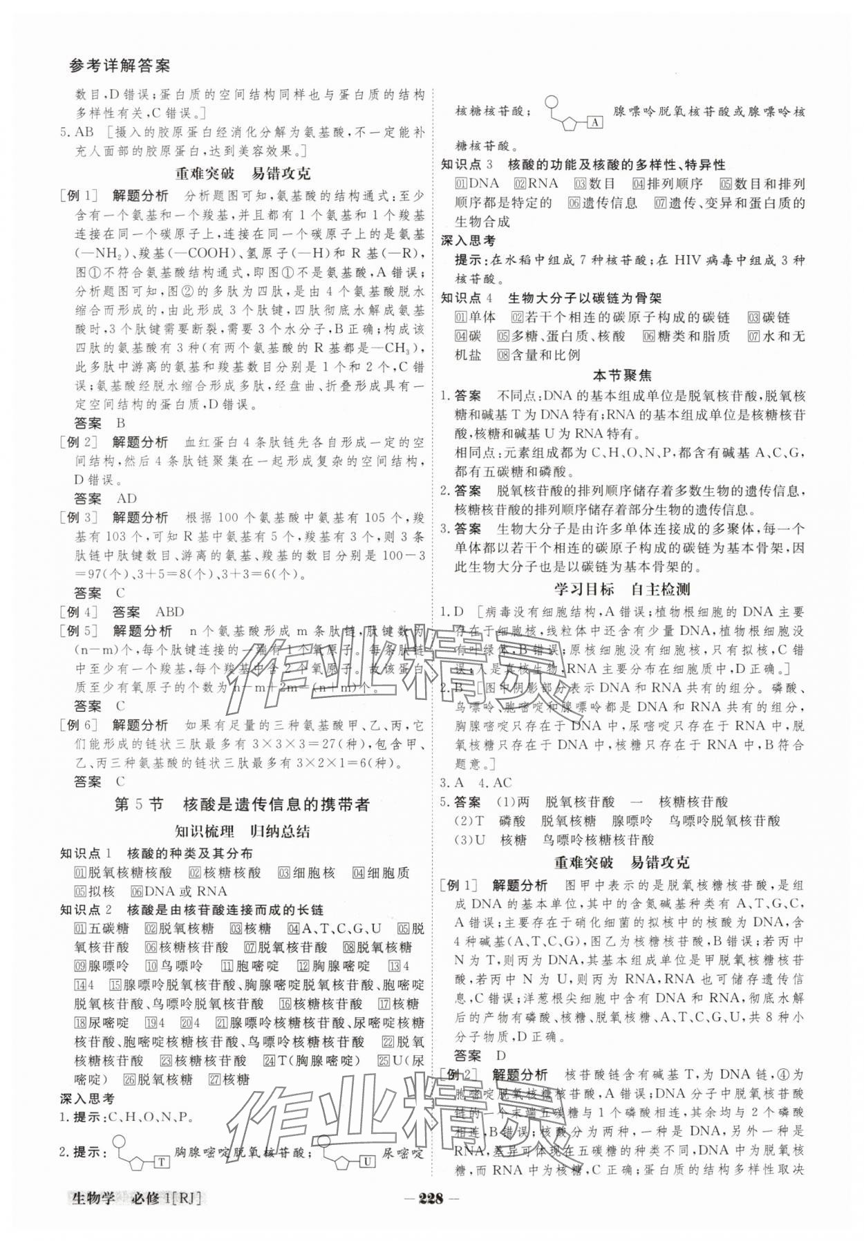 2023年金版教程高中新課程創(chuàng)新導(dǎo)學(xué)案高中生物必修1人教版 參考答案第5頁