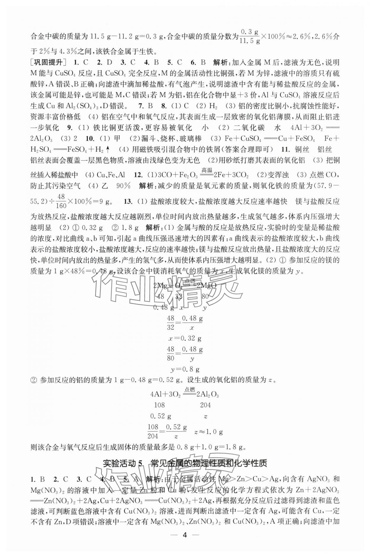 2025年創(chuàng)新課時作業(yè)本九年級化學下冊全國版 第4頁