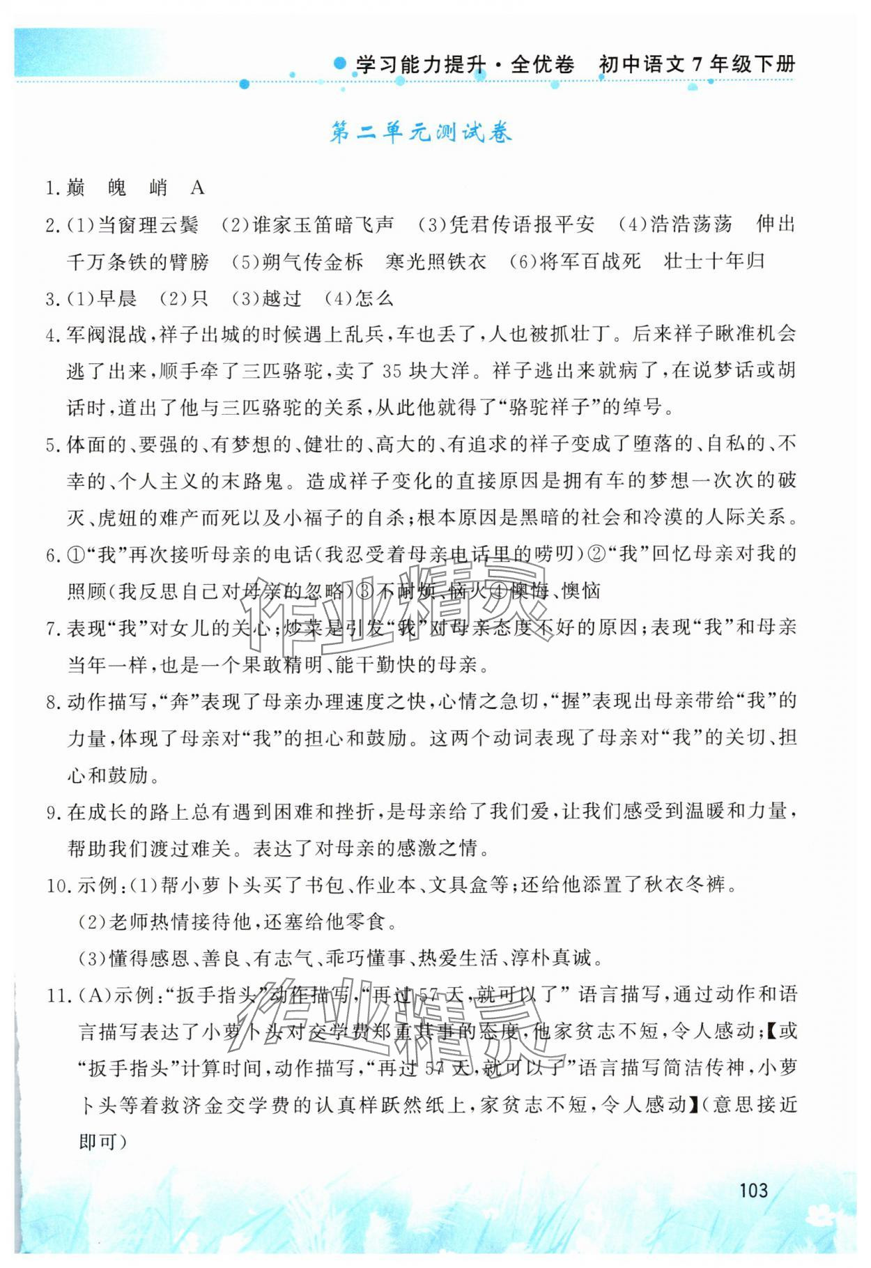 2025年學(xué)習(xí)能力提升全優(yōu)卷七年級語文下冊人教版 第3頁