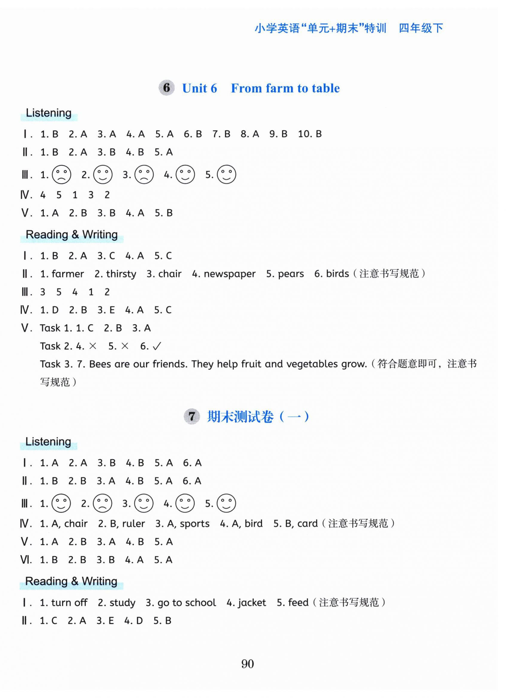 2026年单元加期末特训四年级英语下册人教版&nbsp;第18页
