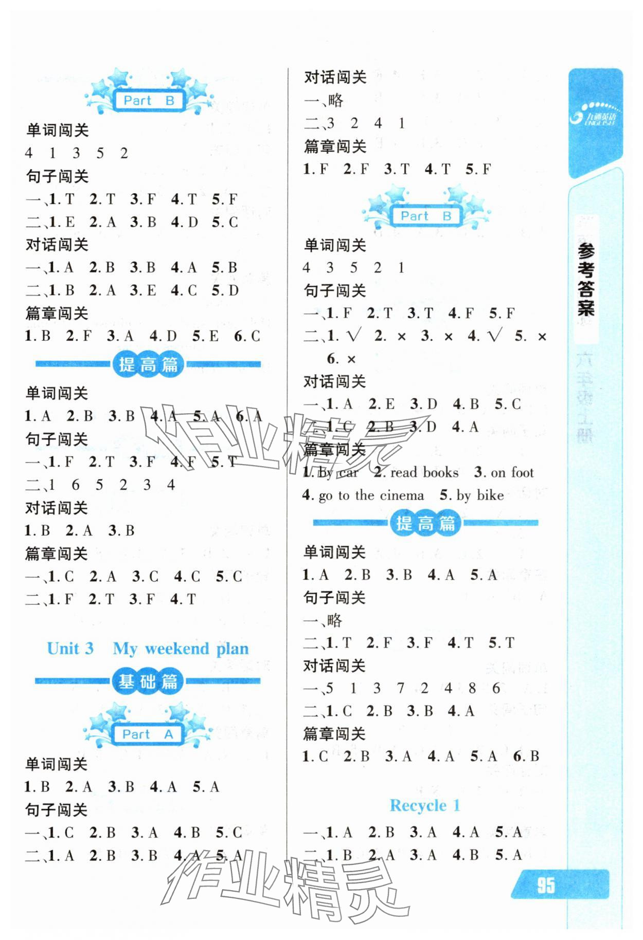 2024年长江全能学案英语听力训练六年级上册人教版 参考答案第2页