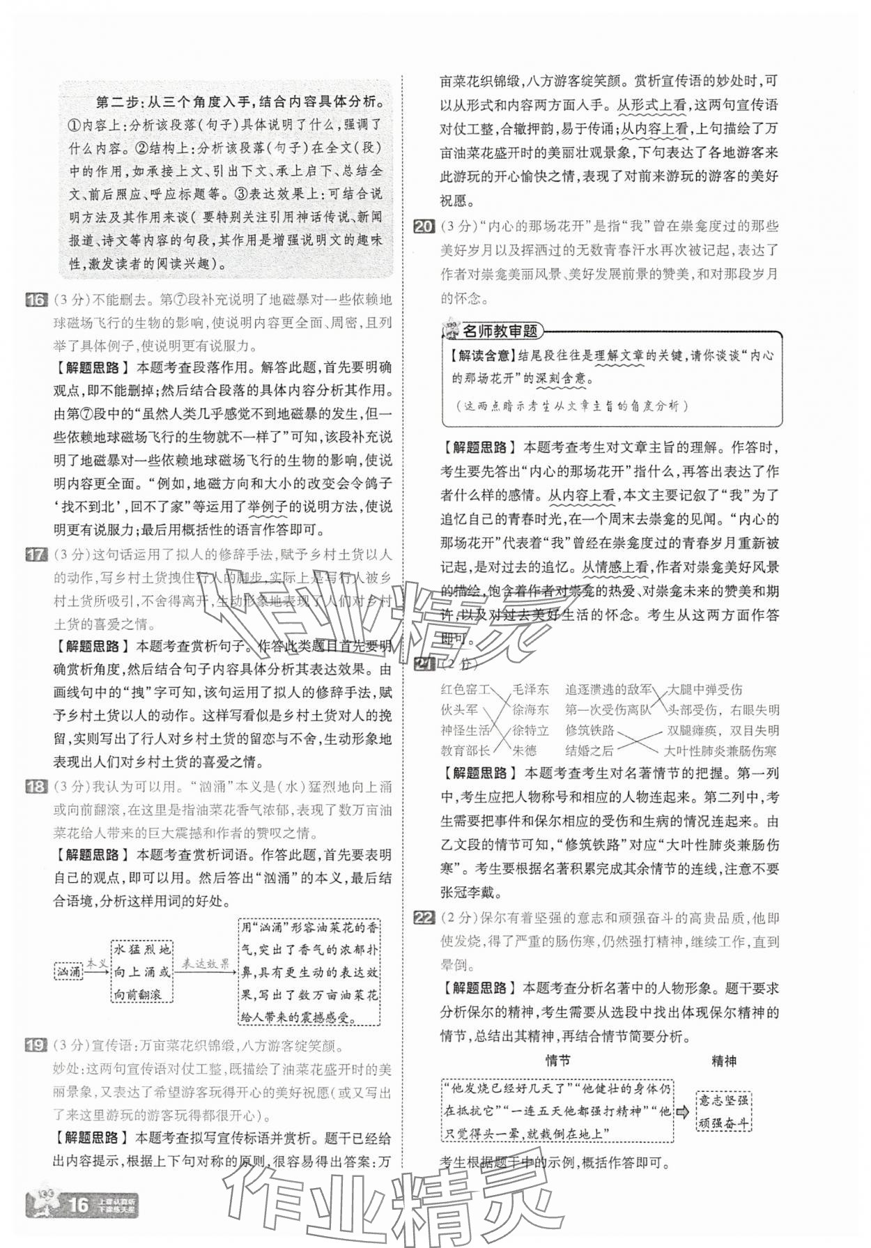 2025年金考卷45套匯編語文湖北專版 參考答案第16頁