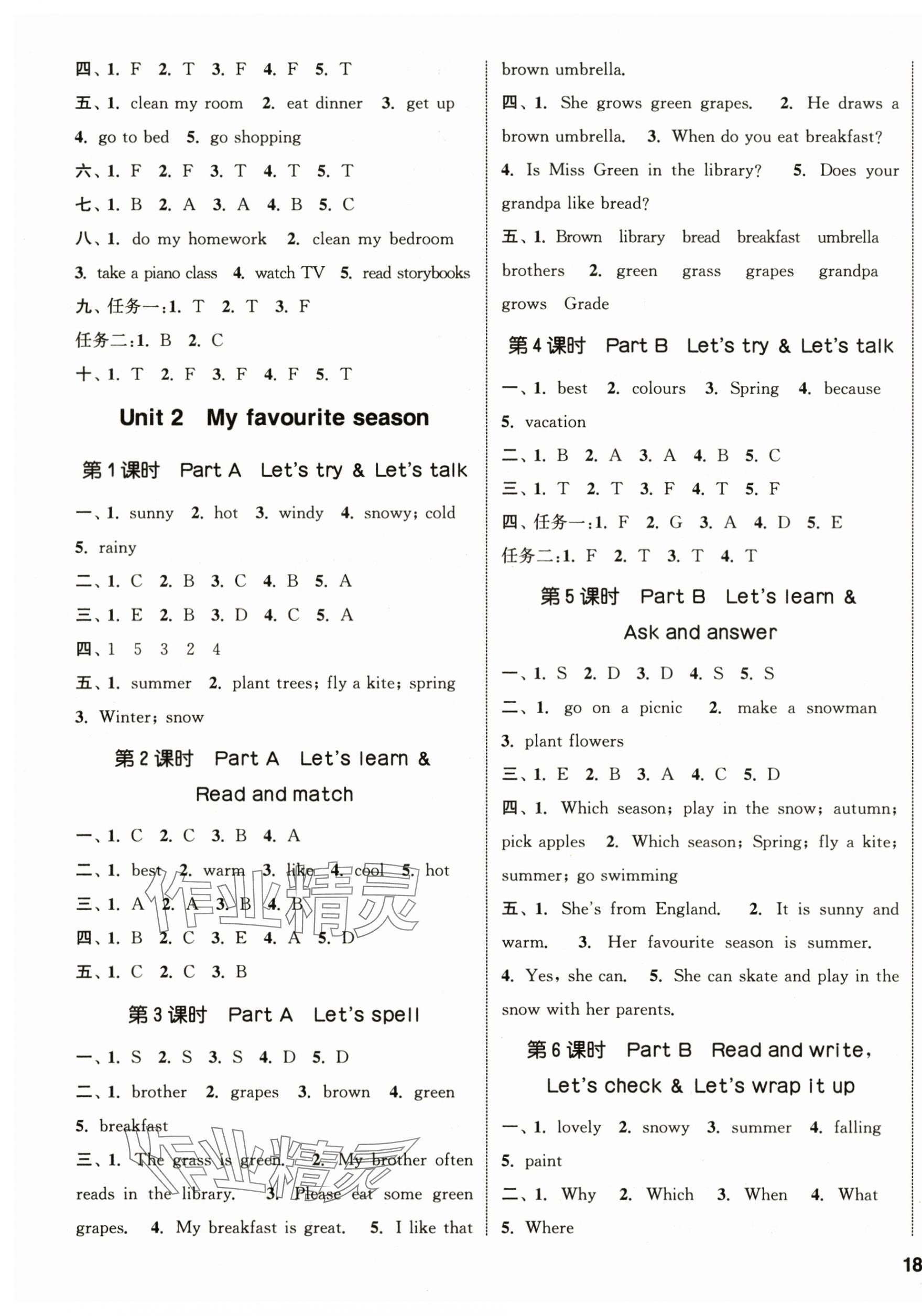 2024年通城學(xué)典課時新體驗五年級英語下冊人教版 參考答案第3頁