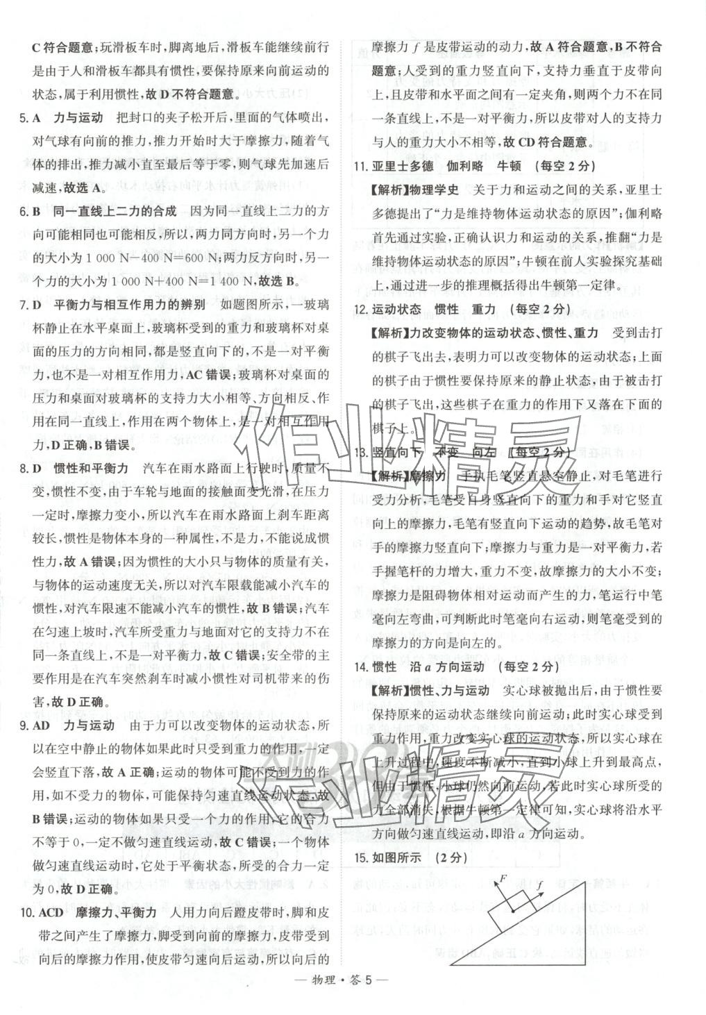 2025年对接中考初中培优卷八年级物理下册人教版&nbsp;参考答案第5页