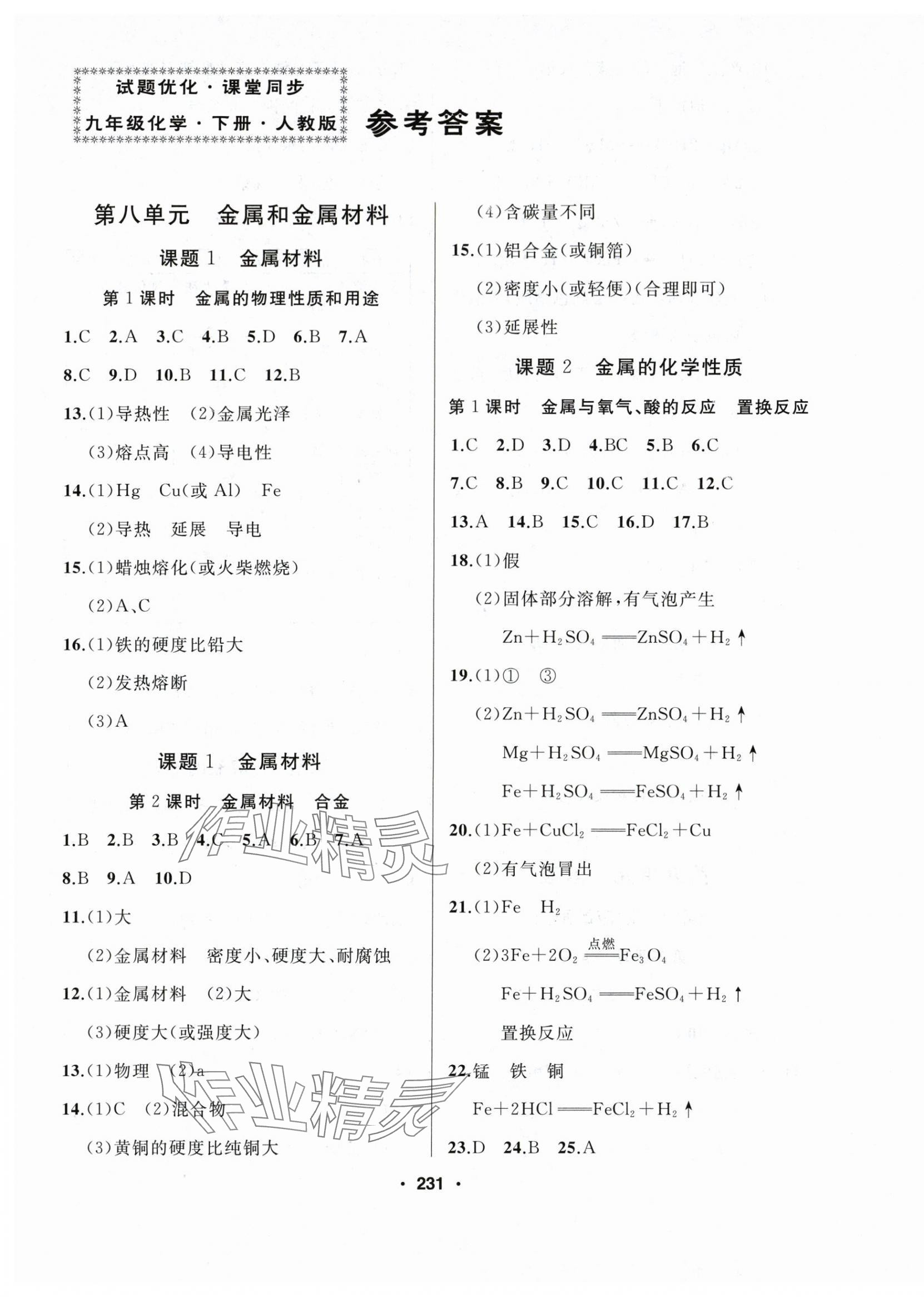 2024年試題優(yōu)化課堂同步九年級(jí)化學(xué)下冊(cè)人教版 第1頁(yè)