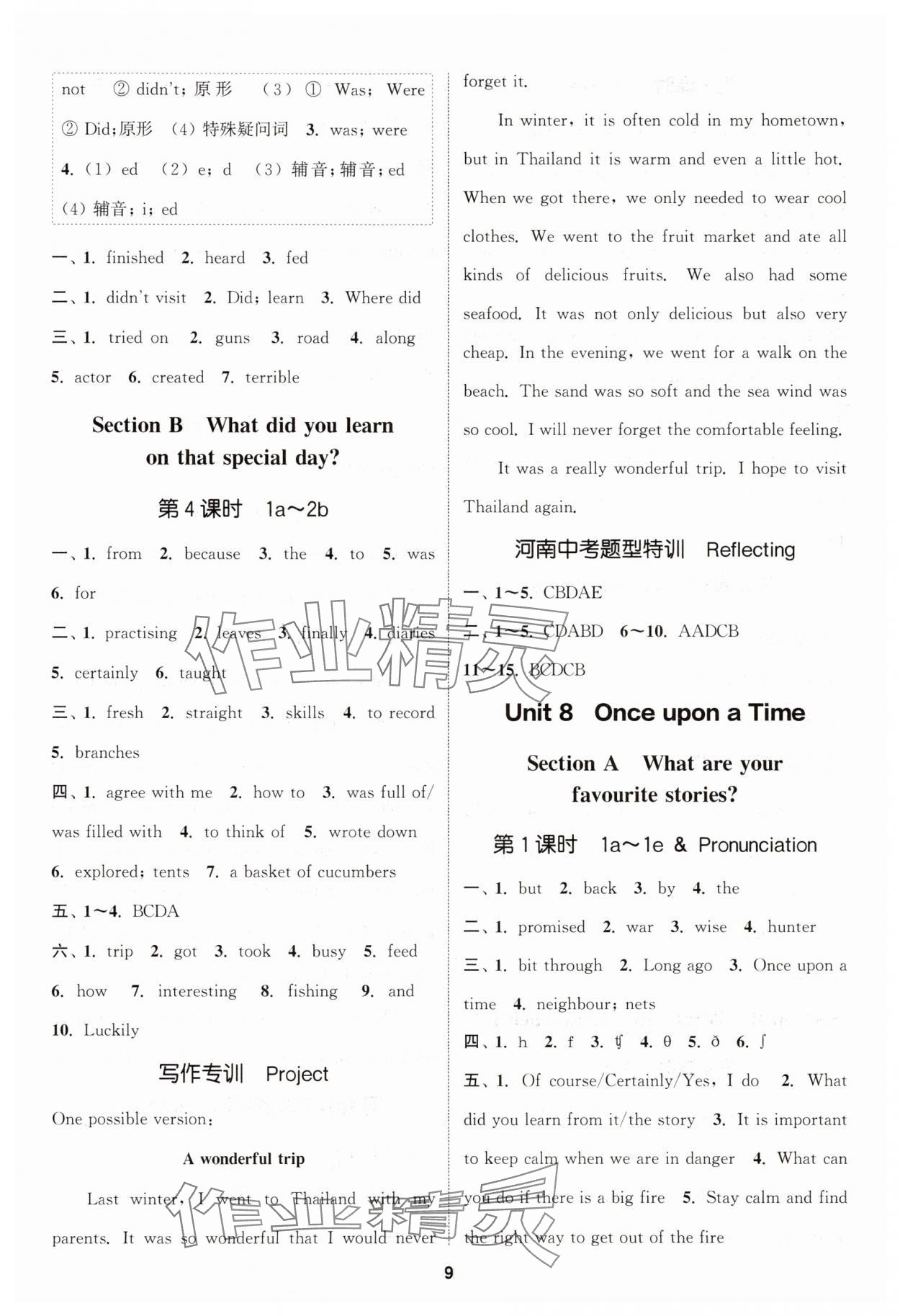 2025年通城学典课时作业本七年级英语下册人教版河南专版 第9页