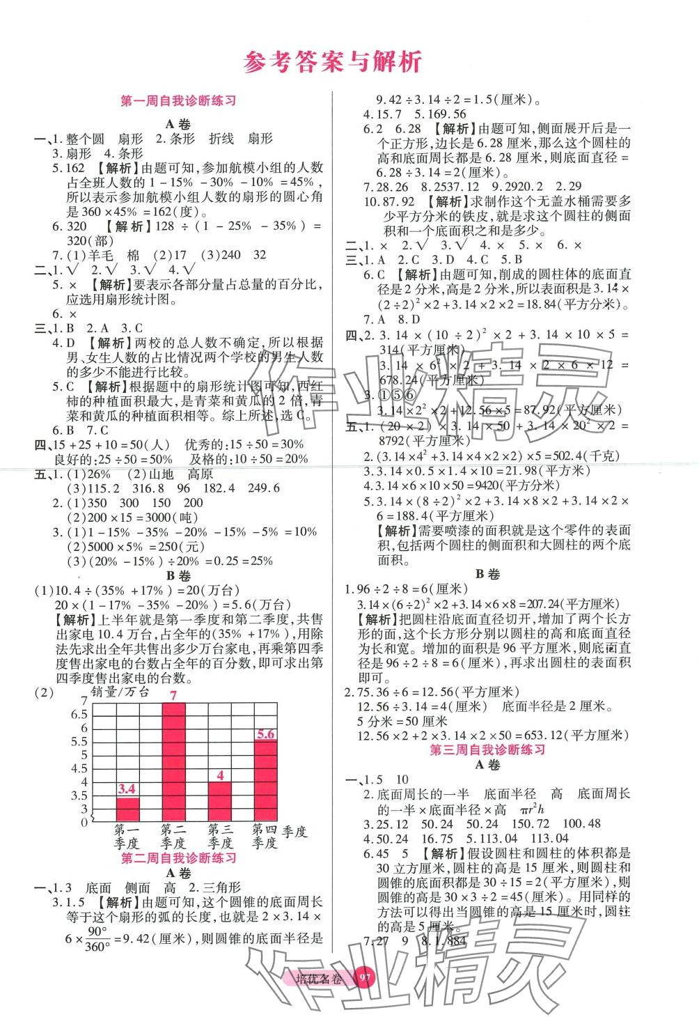 2024年培优名卷六年级数学下册苏教版B版 参考答案第1页