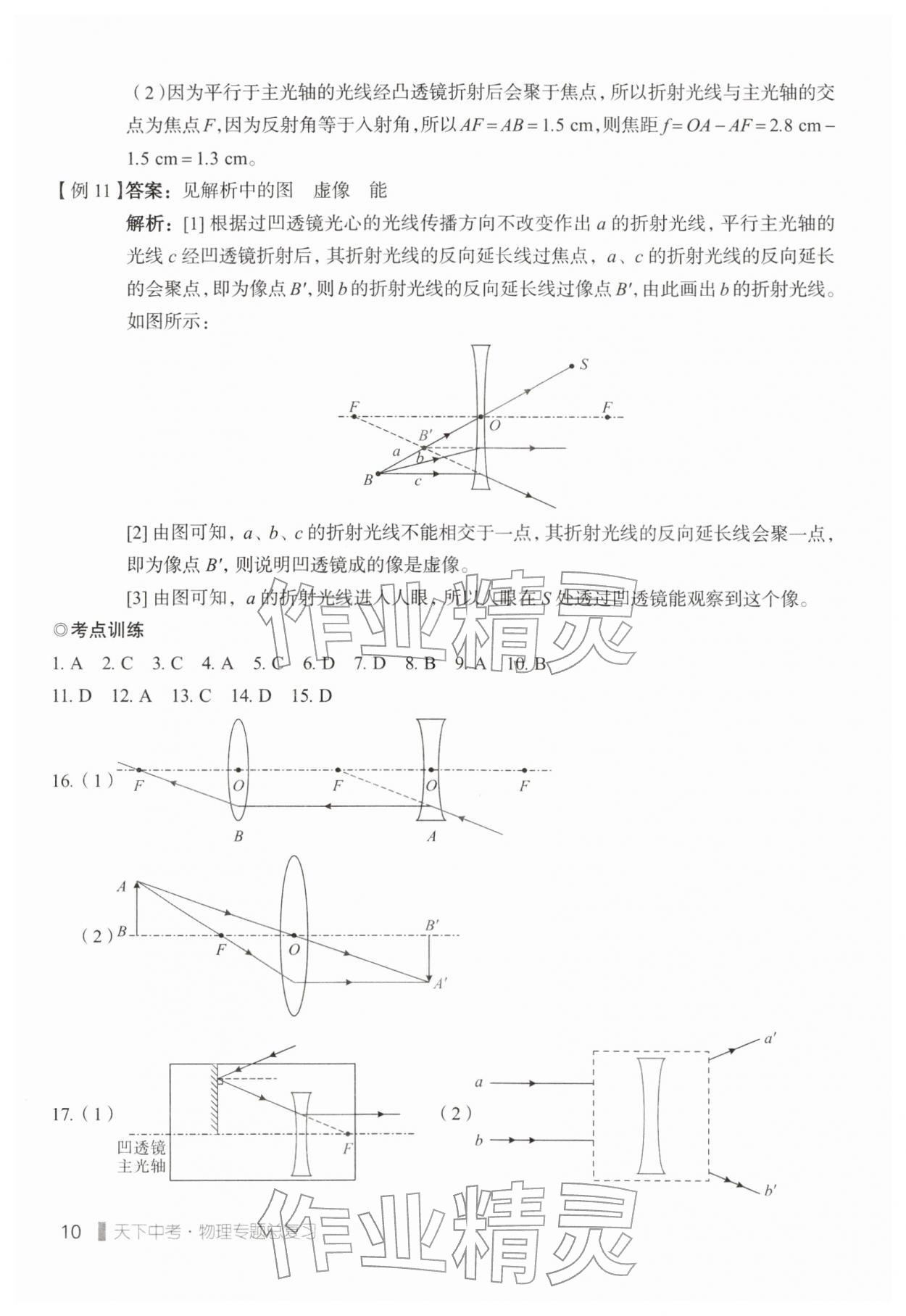 2026年天下中考专题总复习物理&nbsp;参考答案第10页