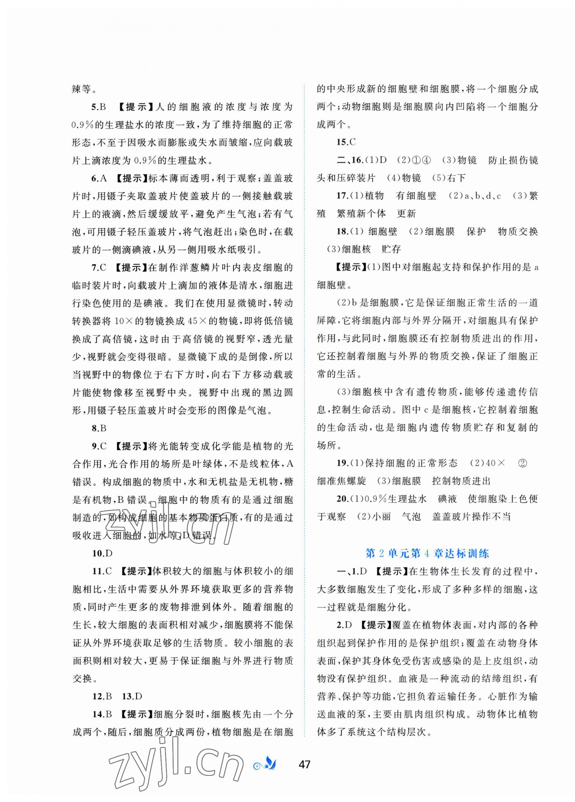 2023年新課程學(xué)習(xí)與測評單元雙測七年級生物上冊北師大版B版 第3頁